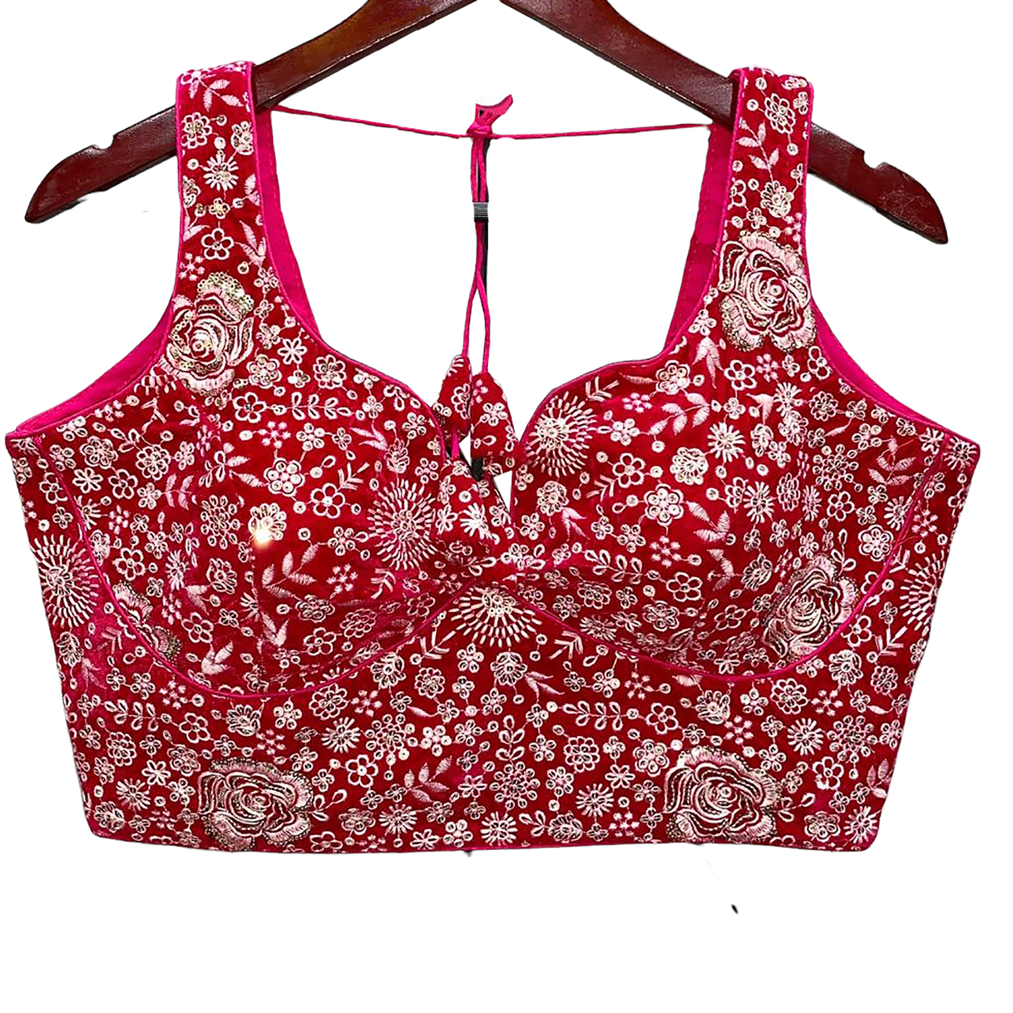 Velvet with White Embroidery Choli Blouses-3 Colors - Vintage India NYC