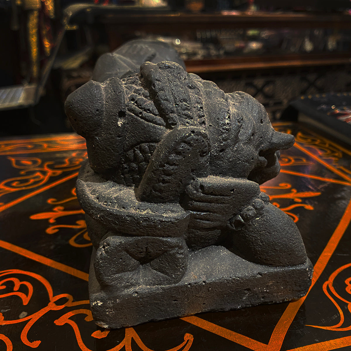 Cast Stone Reclining Ganesha - Vintage India NYC