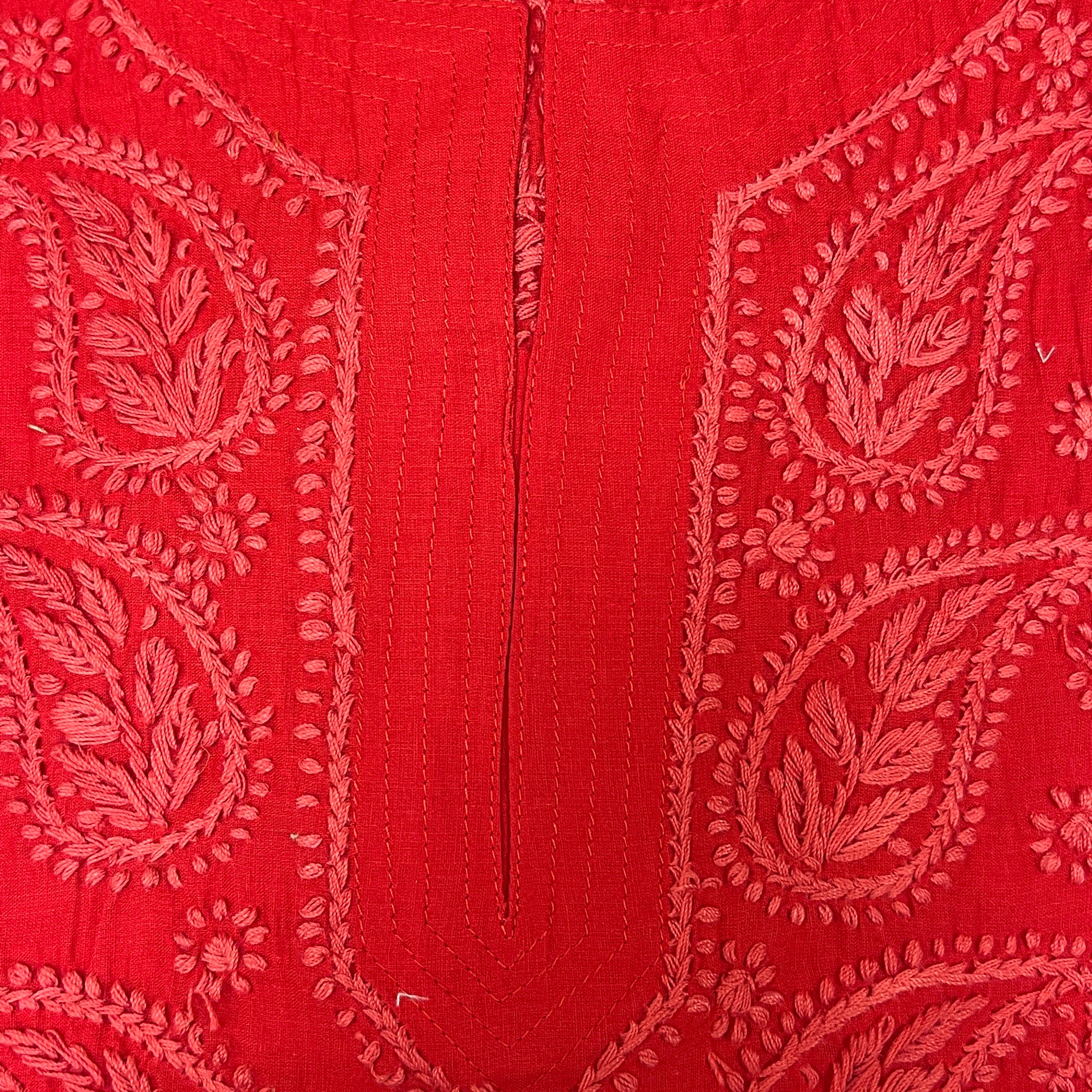 AR Long Embroidered Cotton Tunic kurtis- S - Vintage India NYC