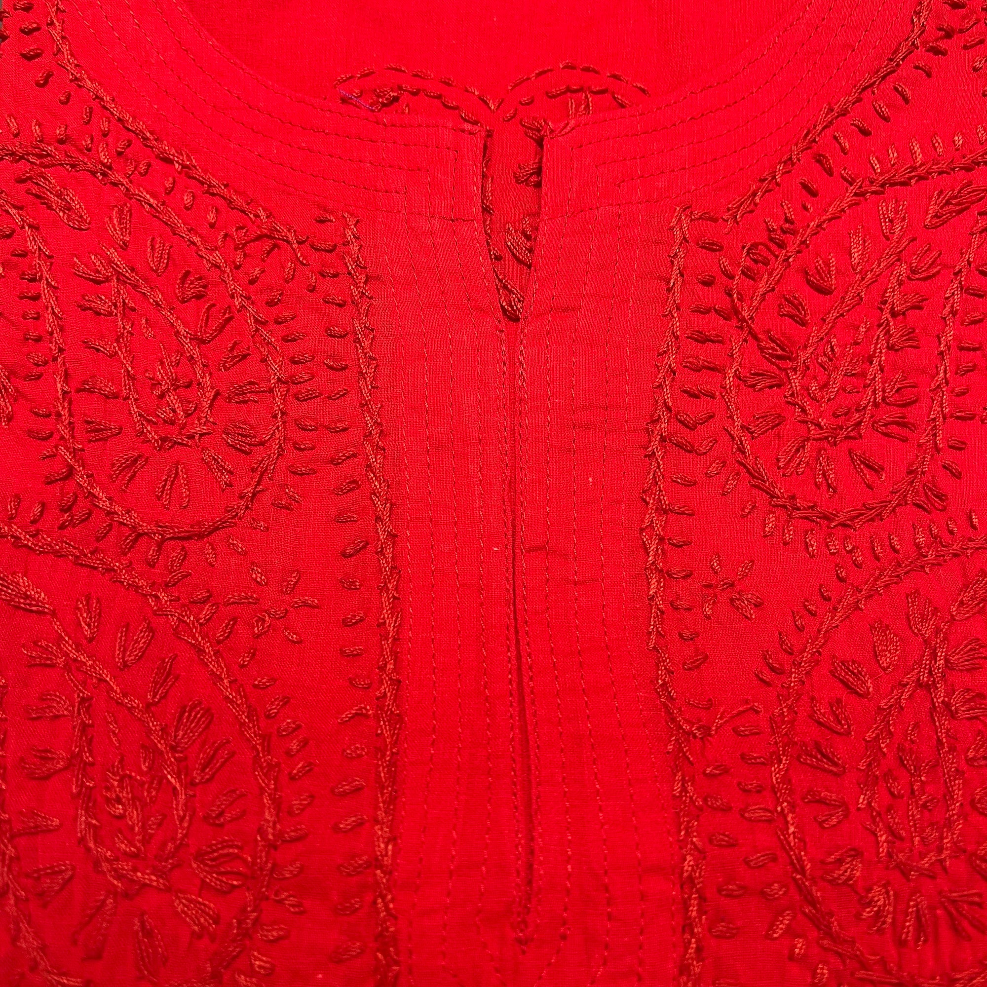 AR Short Embroidered Cotton Tunic Kurti-M - Vintage India NYC