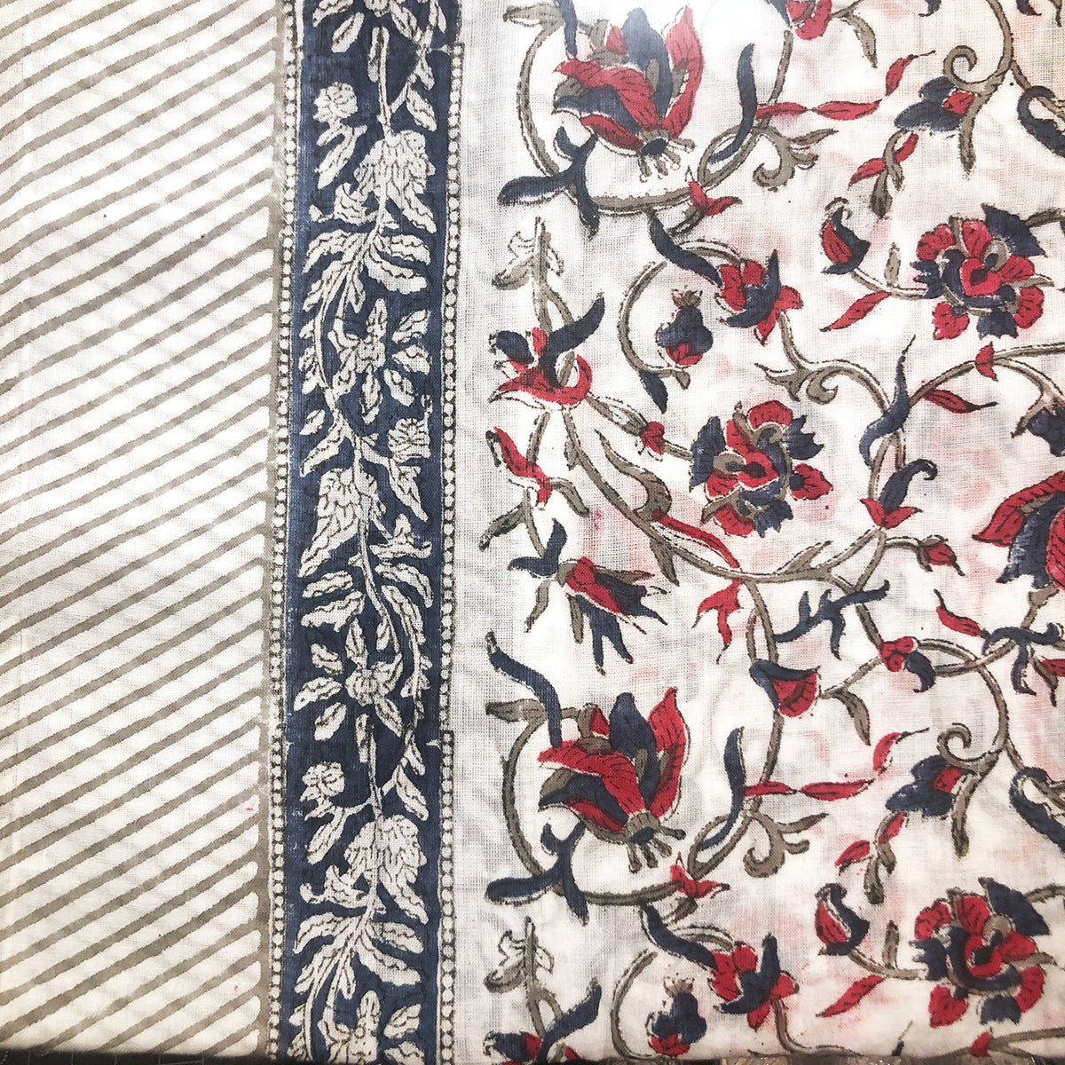 BR cotton Blockprint Scarf-Blues - Vintage India NYC