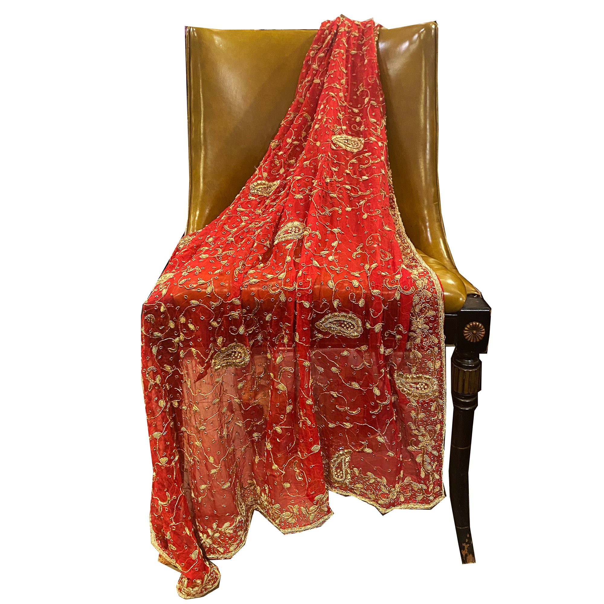 Vintage Red Bridal Dupatta 7471 - Vintage India NYC