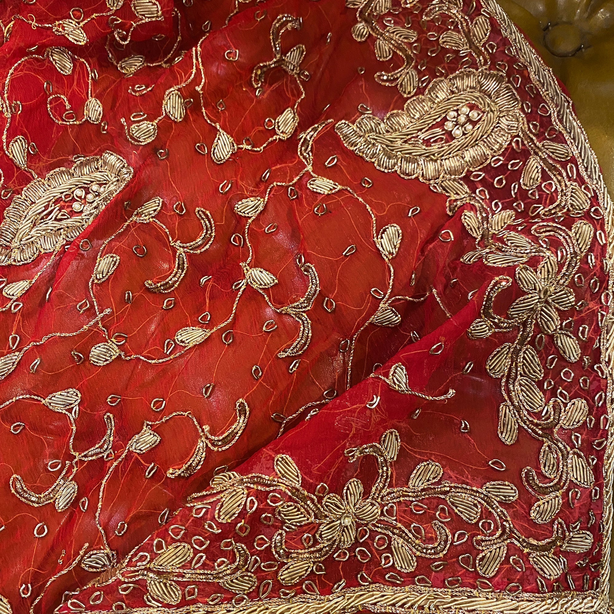 Vintage Red Bridal Dupatta 7471 - Vintage India NYC