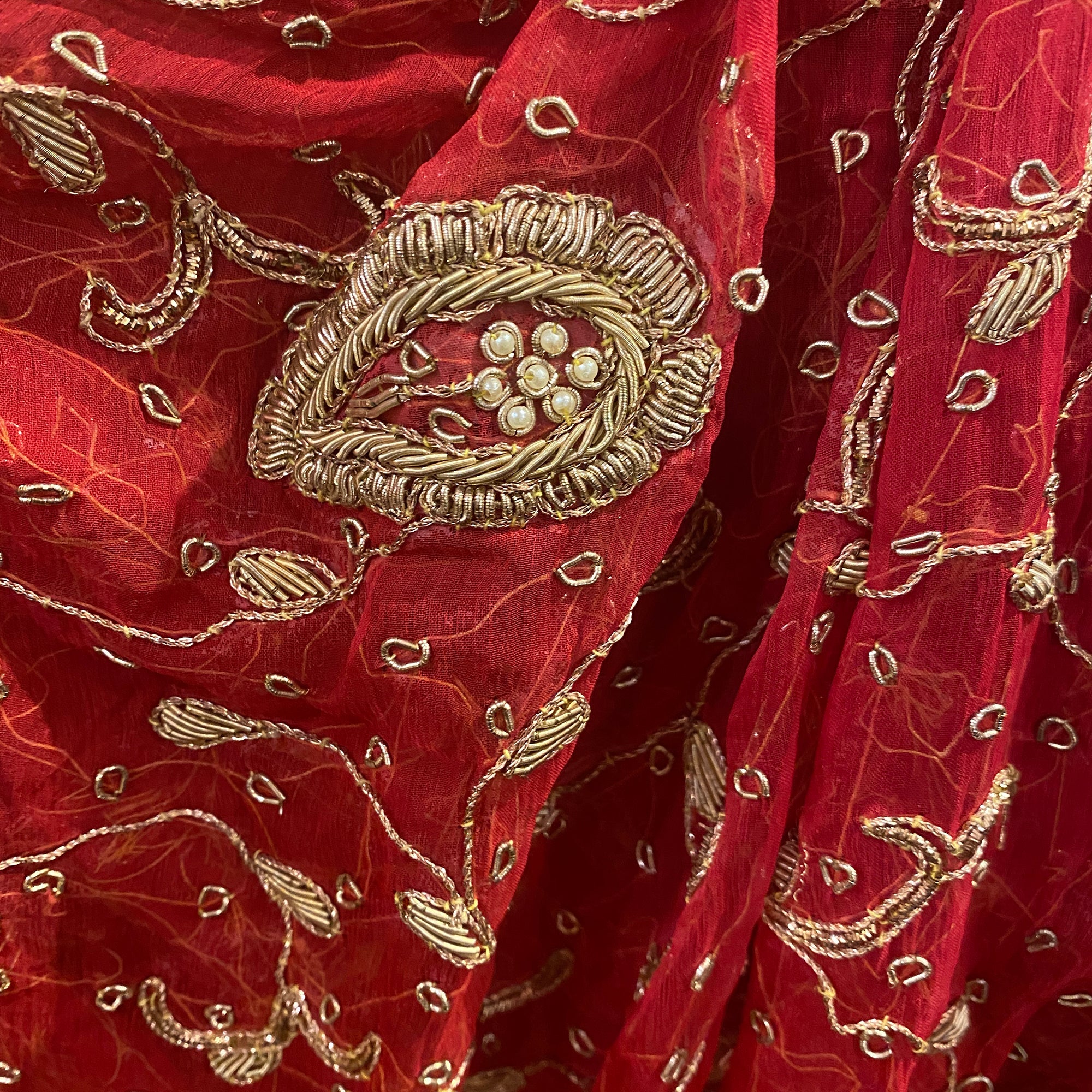 Vintage Red Bridal Dupatta 7471 - Vintage India NYC