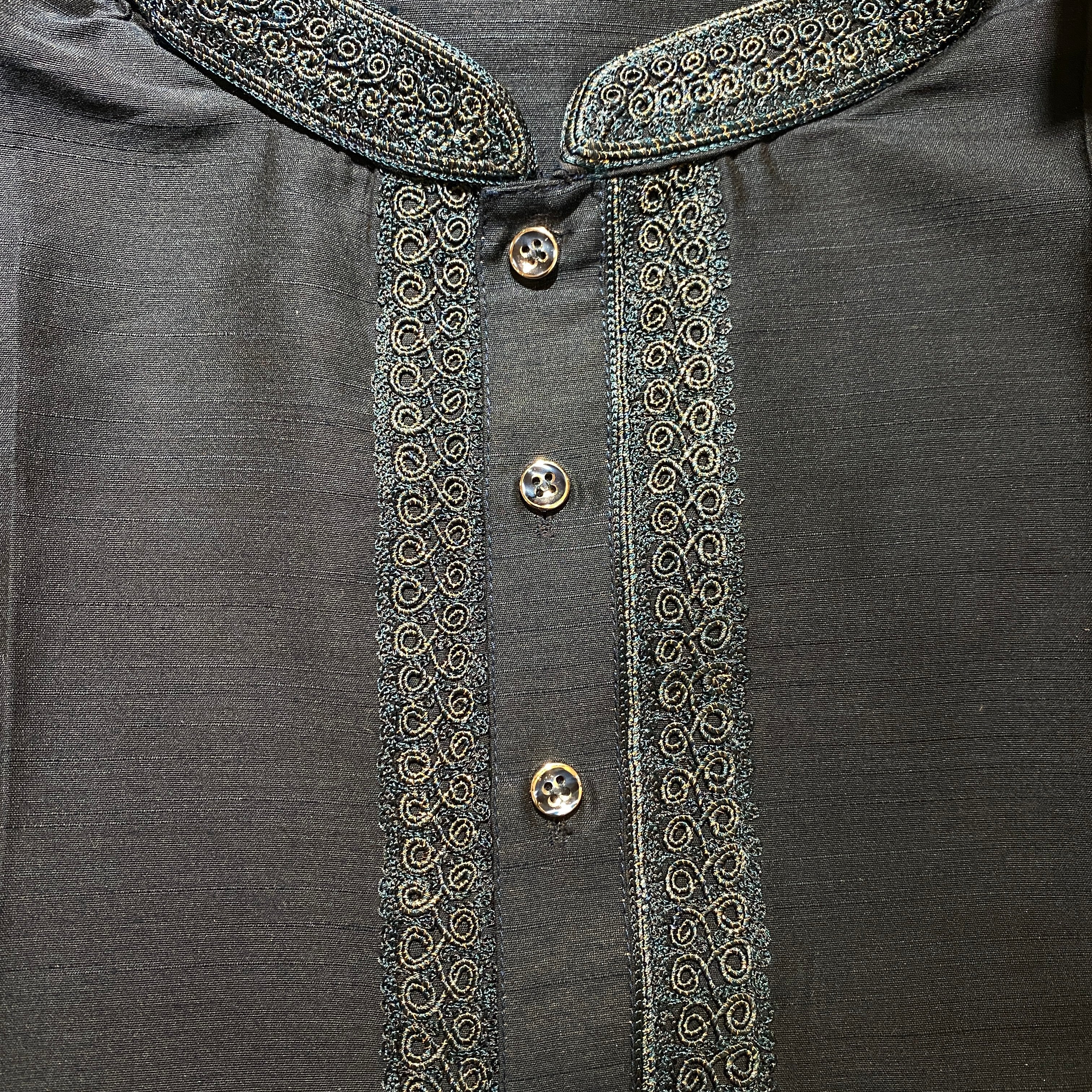 Navy Silk Kurta-Size 44 - Vintage India NYC