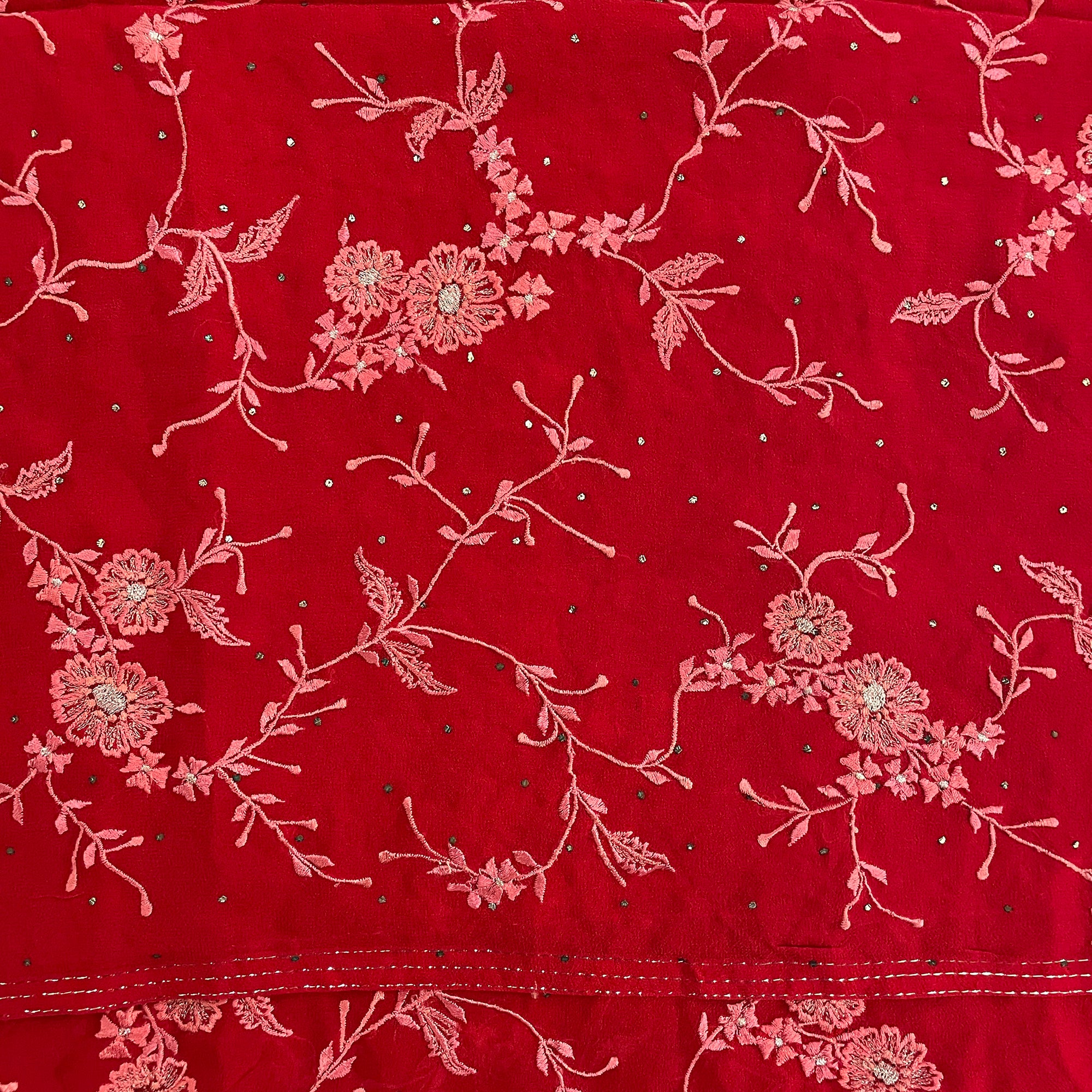 Red Georgette Saree - Vintage India NYC