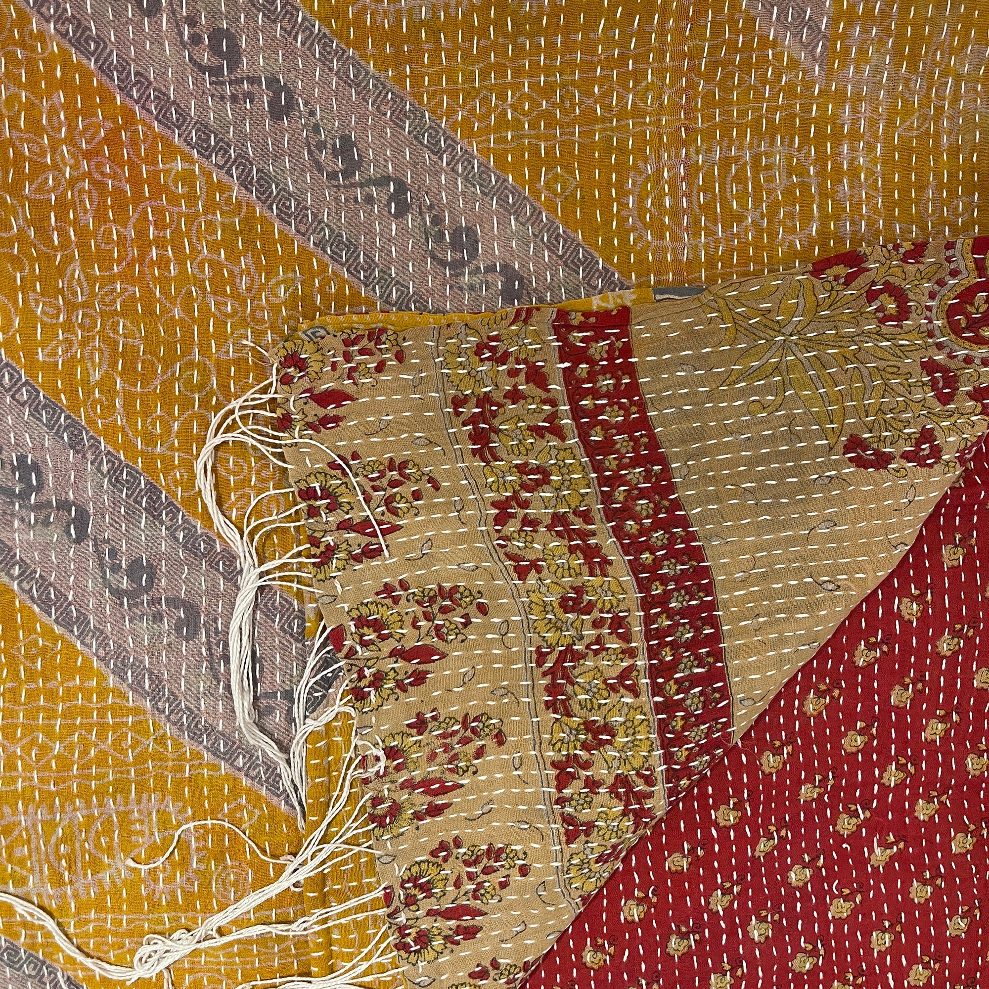 Cotton Kantha Scarves - Vintage India NYC