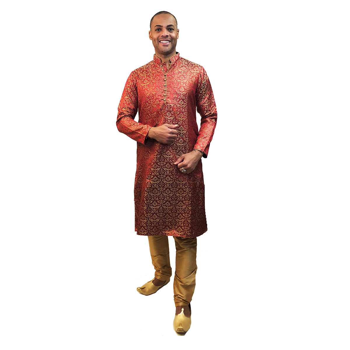 VM Red & Gold Brocade Kurta - Vintage India NYC