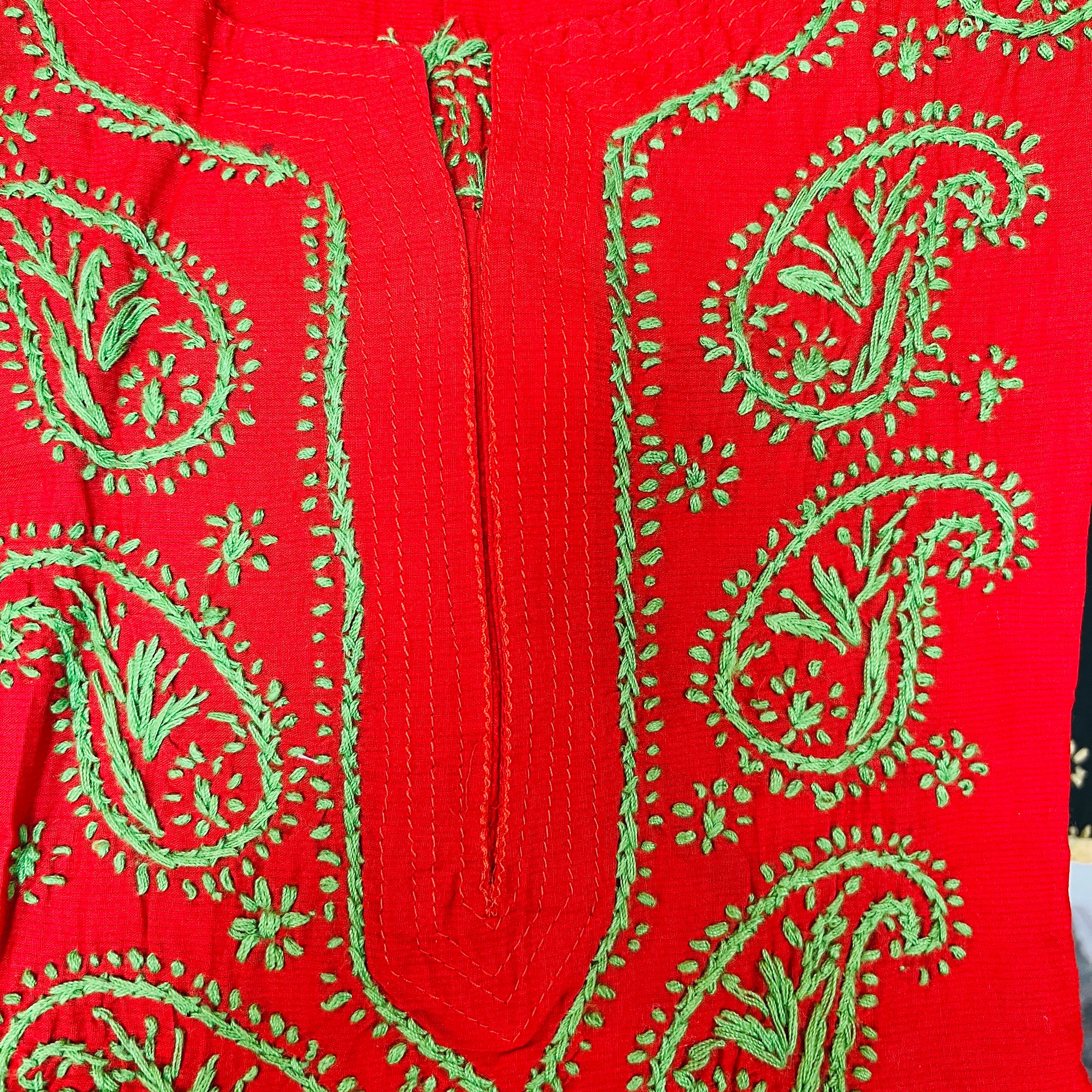 AR Long Embroidered Cotton Tunic kurtis- S - Vintage India NYC