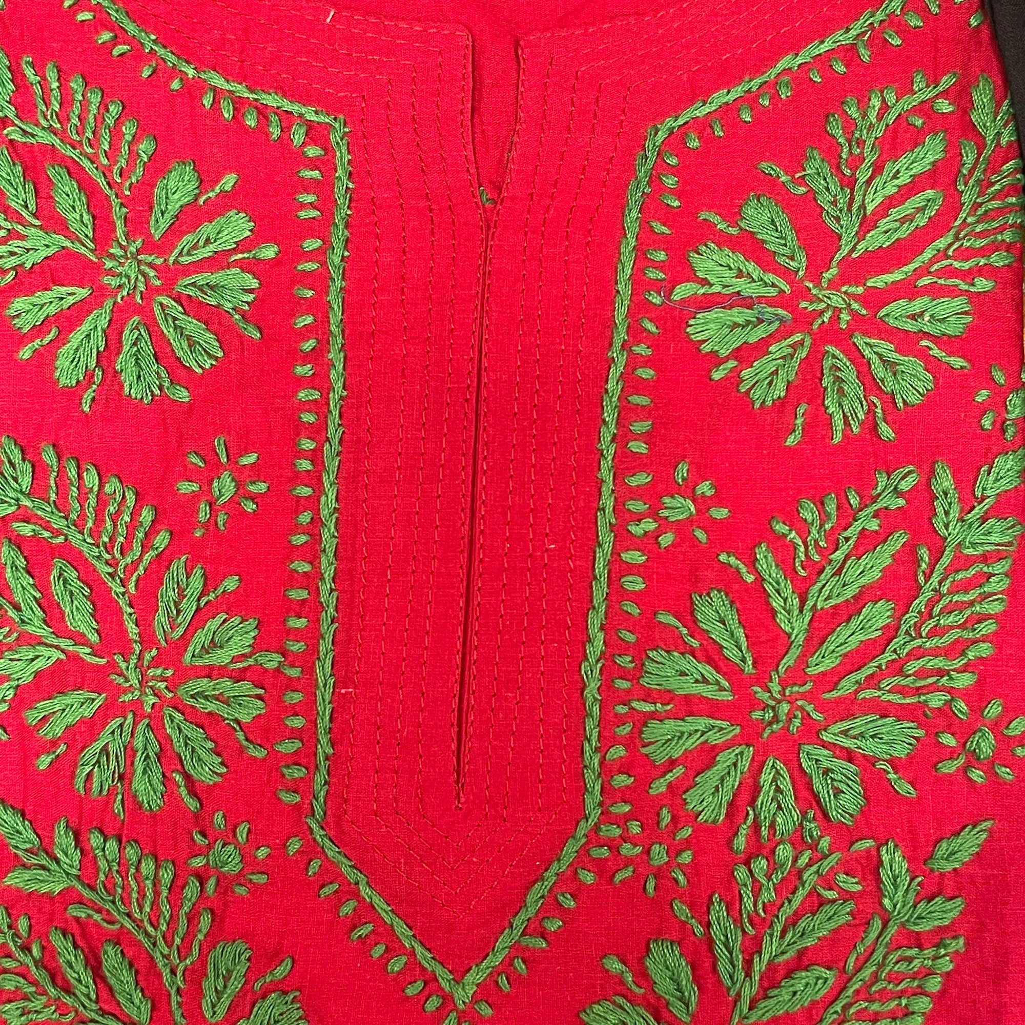 AR Long Embroidered Cotton Tunic Kurtis - M - Vintage India NYC