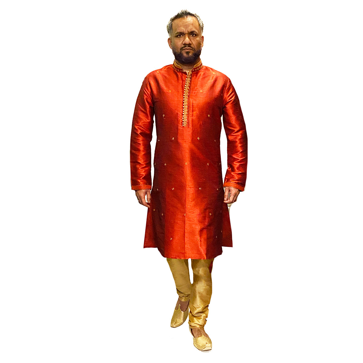 YD Raw Silk Red Kurta - Vintage India NYC