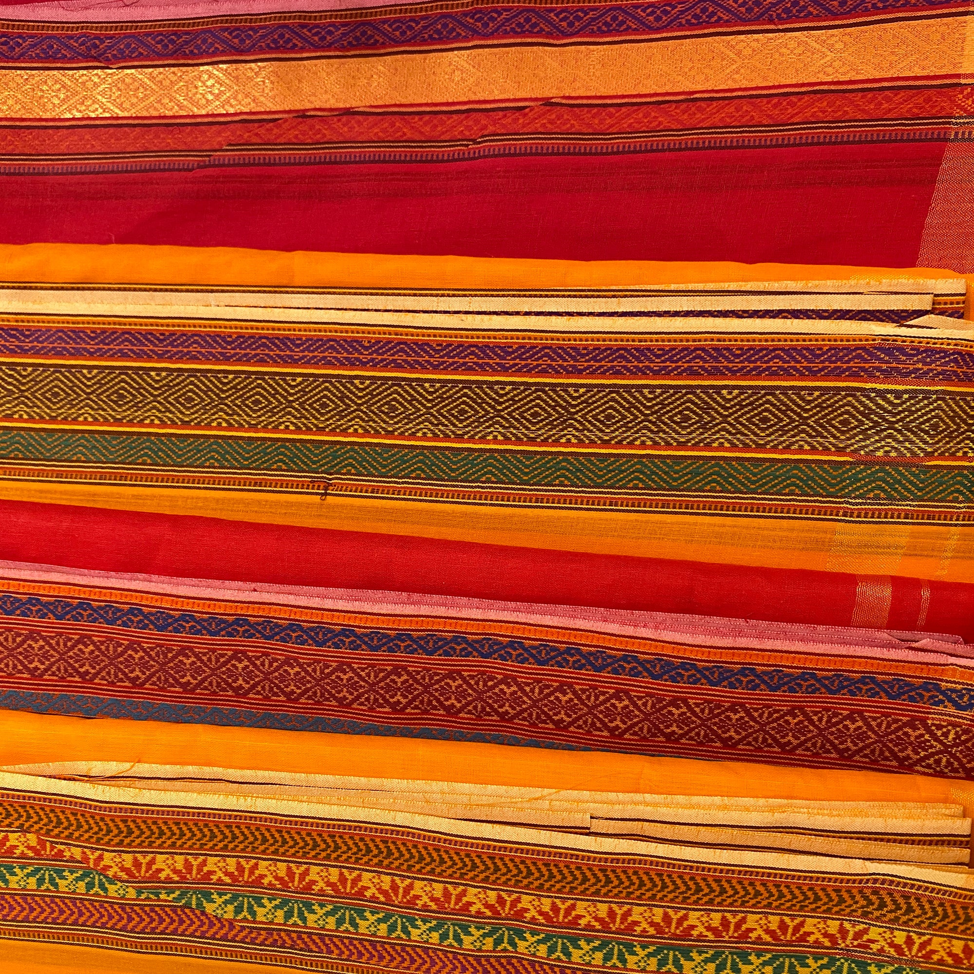 Dhotis- Red & Marigold - Vintage India NYC