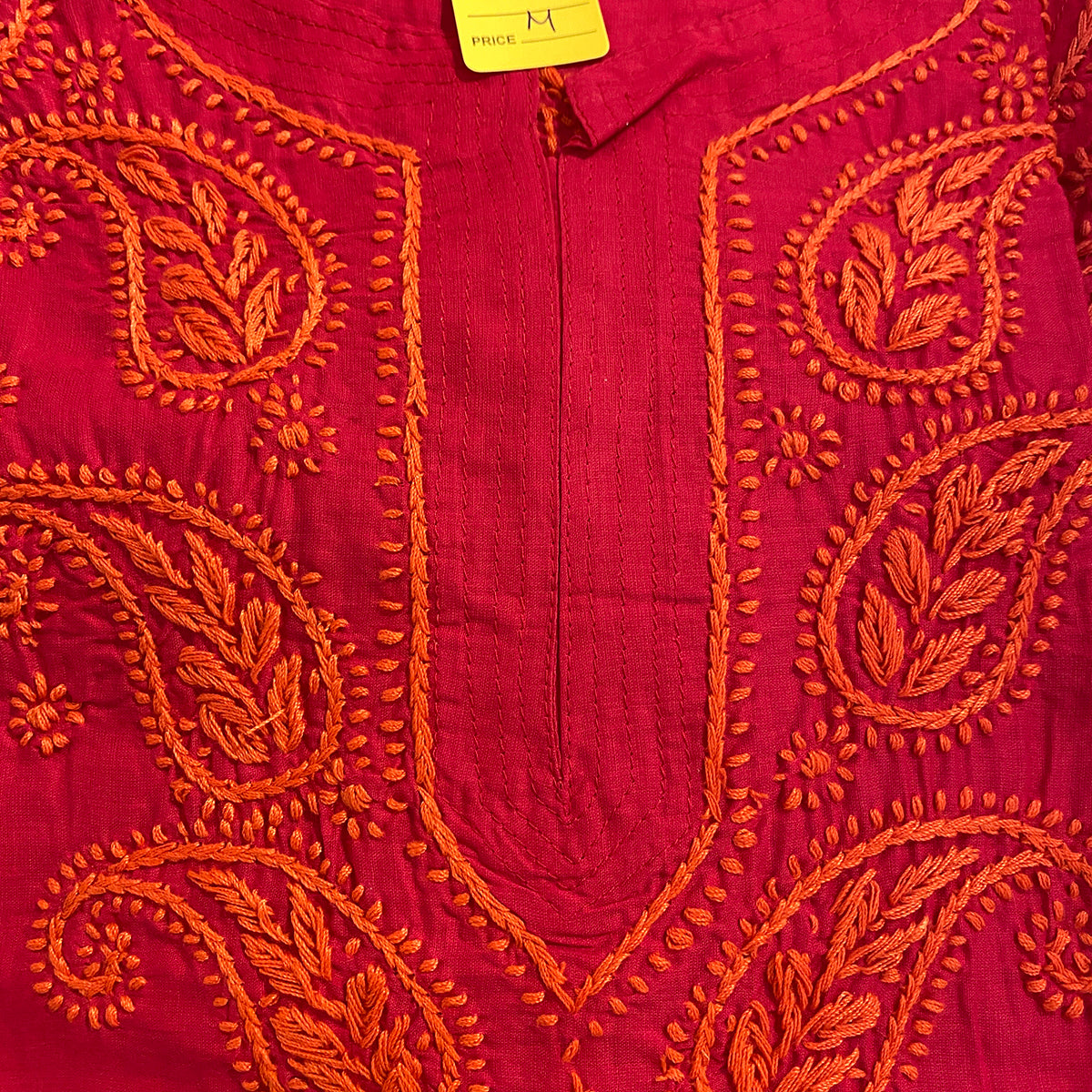 AR Long Embroidered Cotton Tunic Kurtis - M - Vintage India NYC