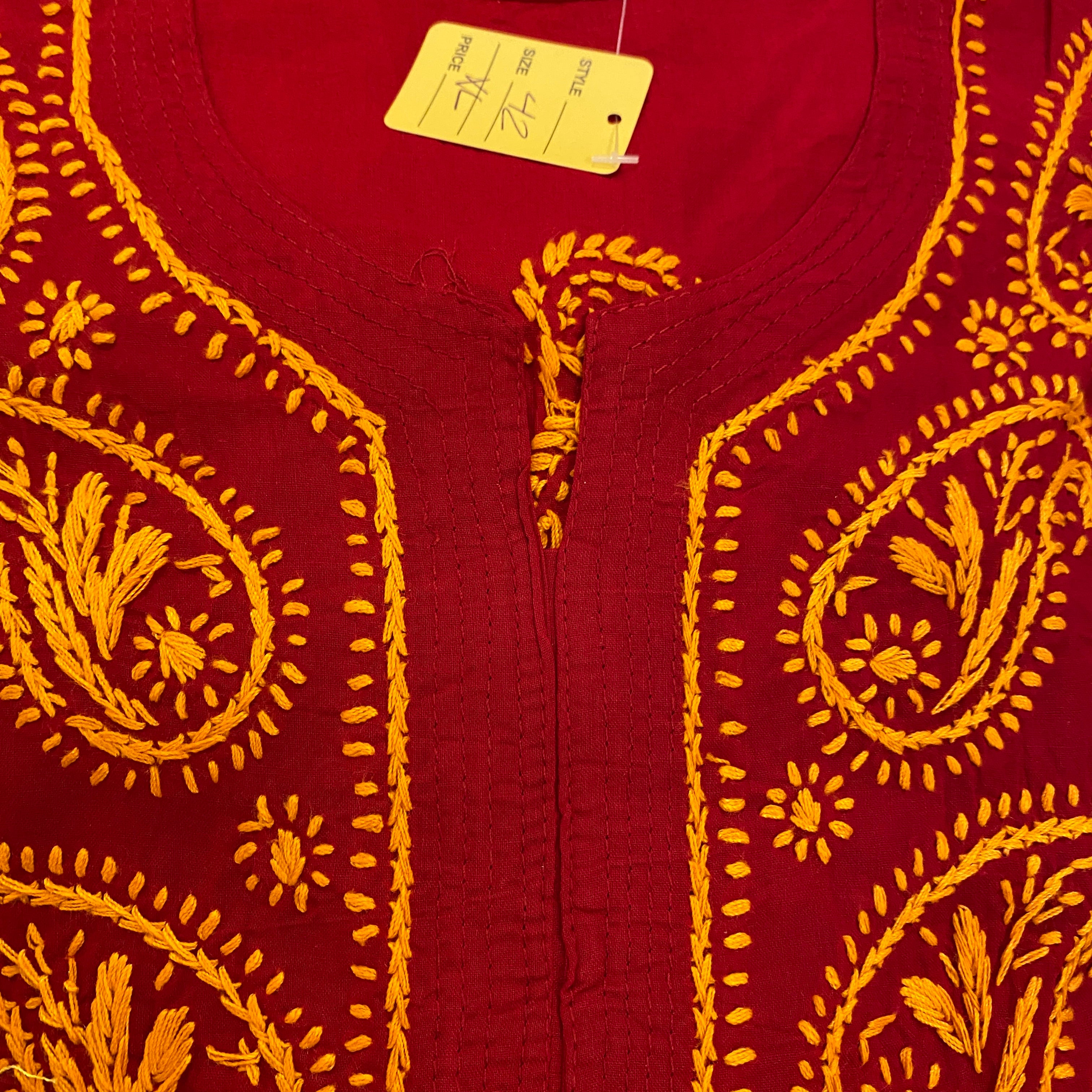 AR Short Embroidered Cotton Tunic Kurti-XL - Vintage India NYC