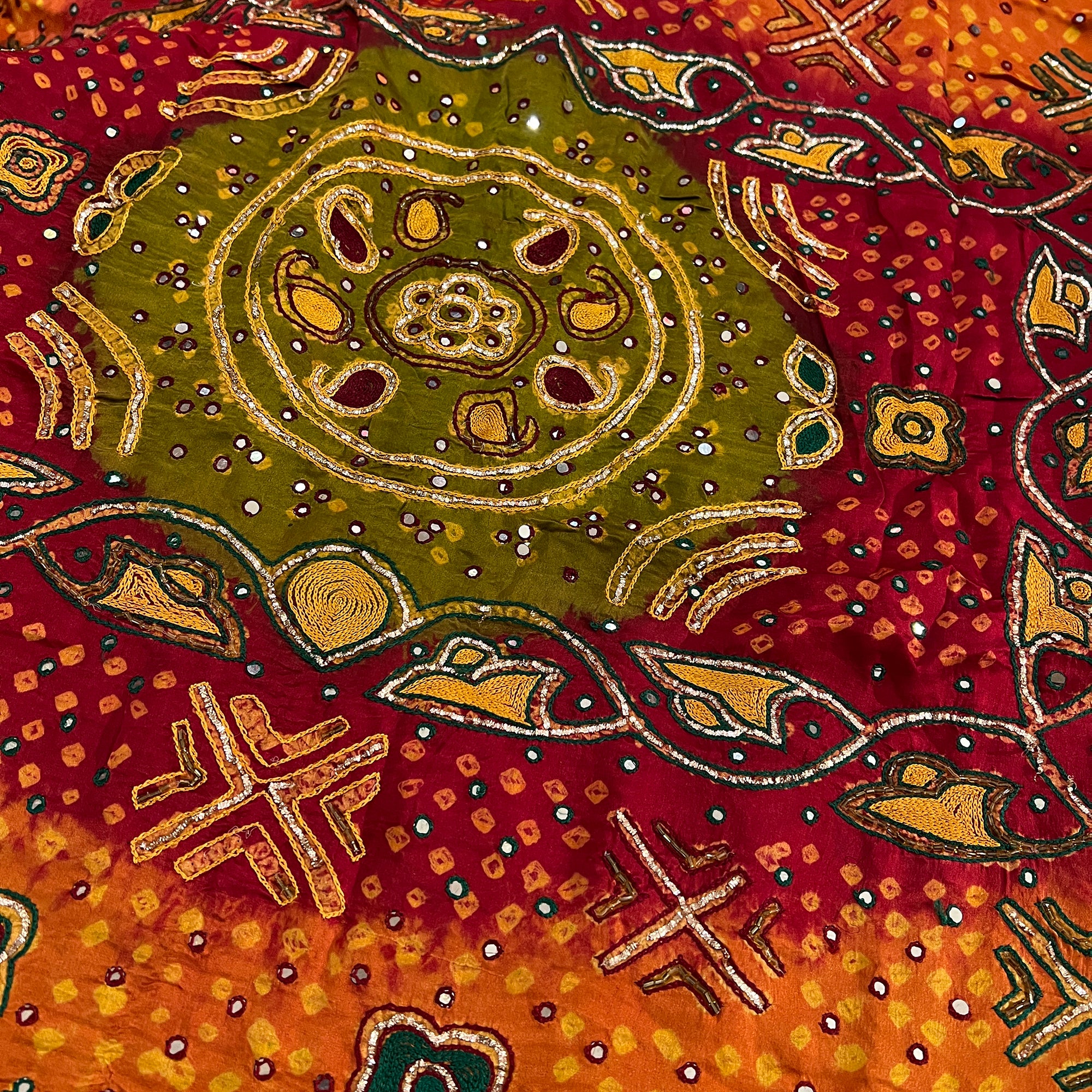 Heavy Work Bandhani Silk Saree - Vintage India NYC