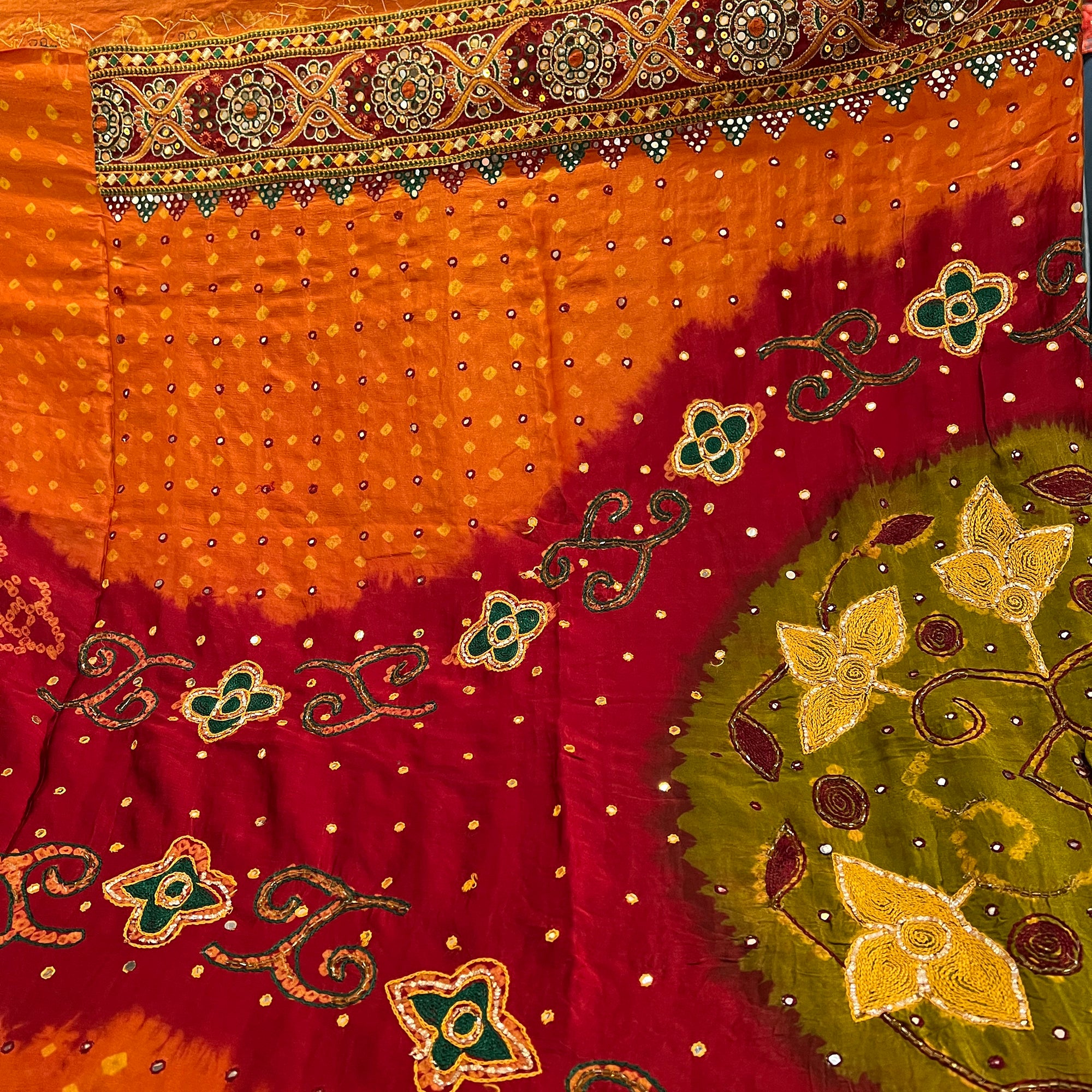 Heavy Work Bandhani Silk Saree - Vintage India NYC