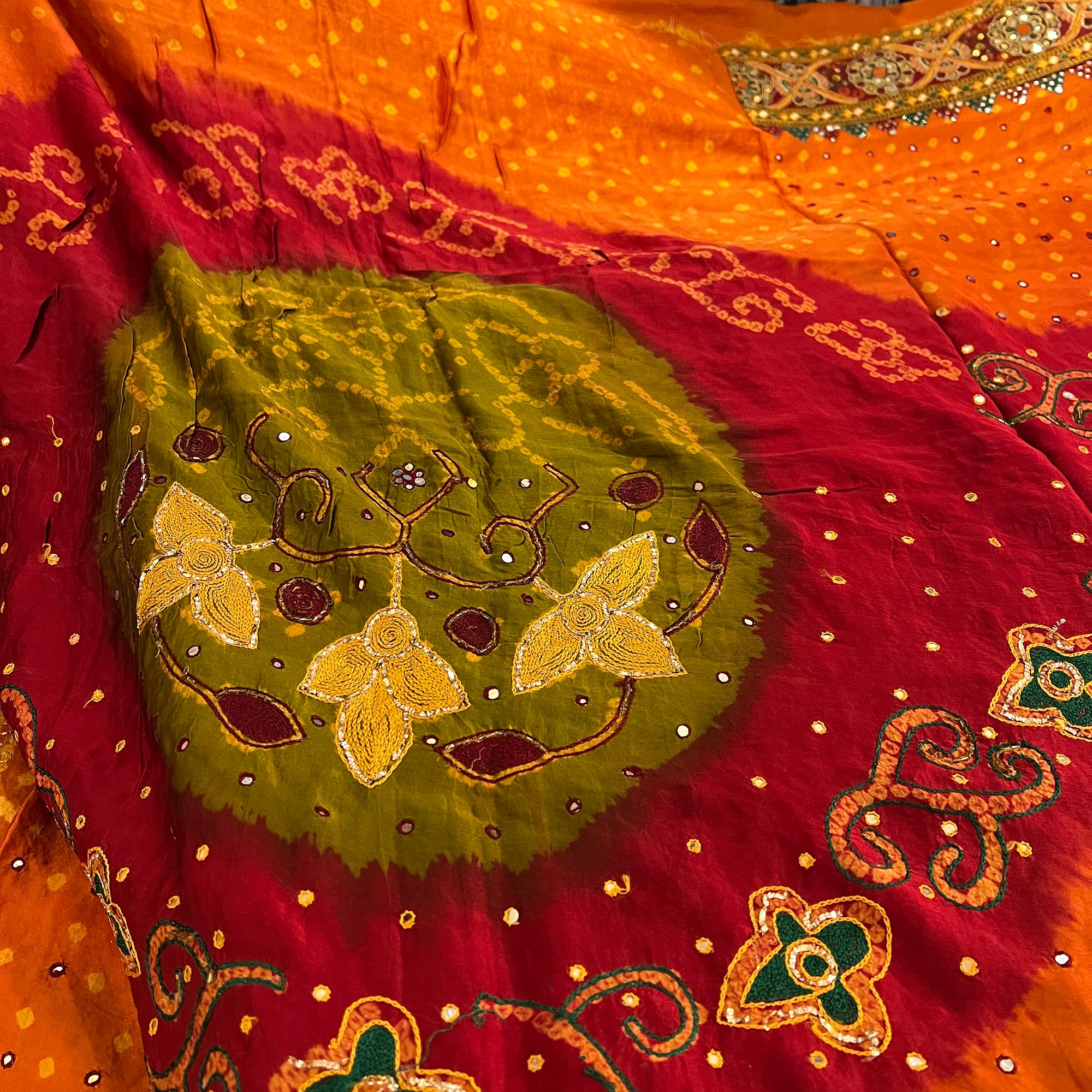 Heavy Work Bandhani Silk Saree - Vintage India NYC