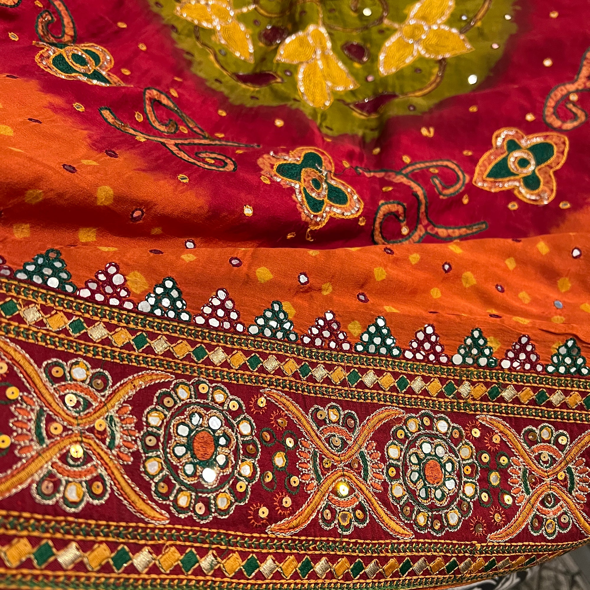 Heavy Work Bandhani Silk Saree - Vintage India NYC
