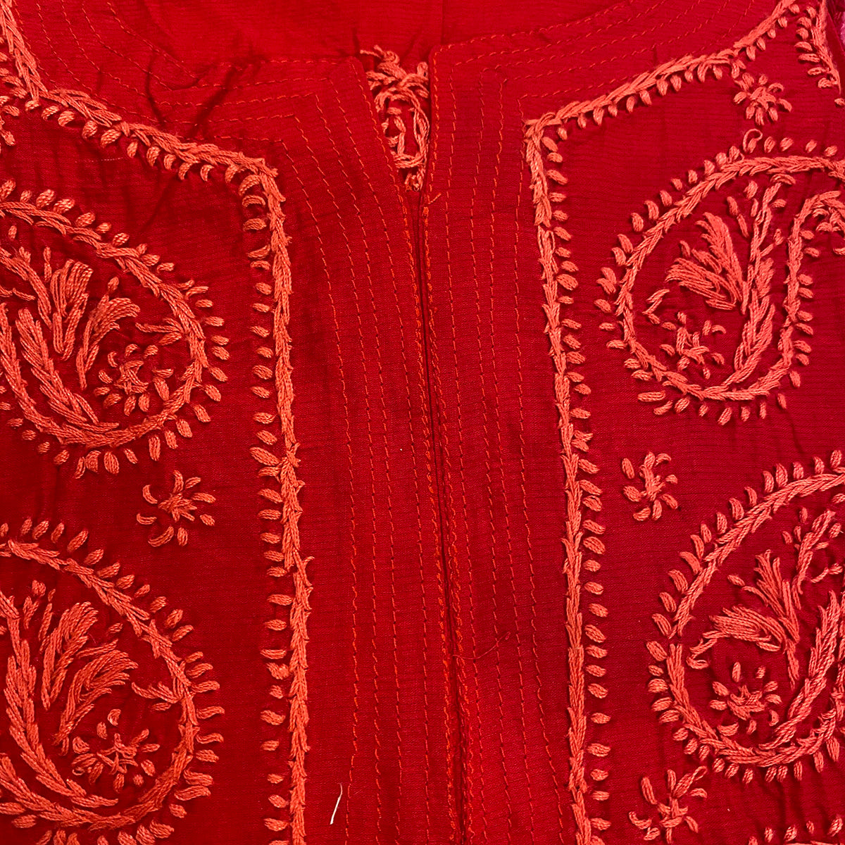 AR Long Embroidered Cotton Tunic kurtis- S - Vintage India NYC