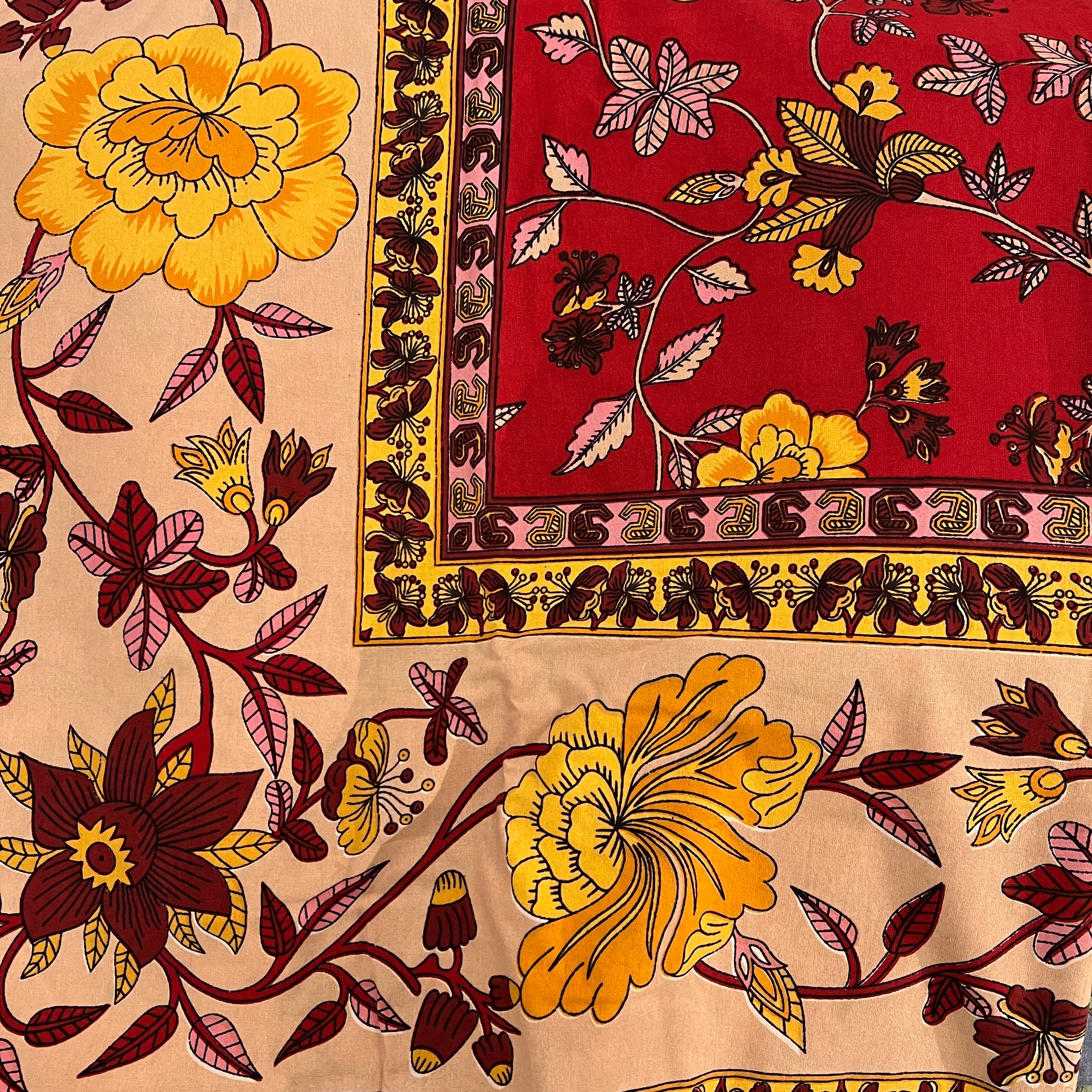LH Red & Pink Floral Bedcover-Queen - Vintage India NYC