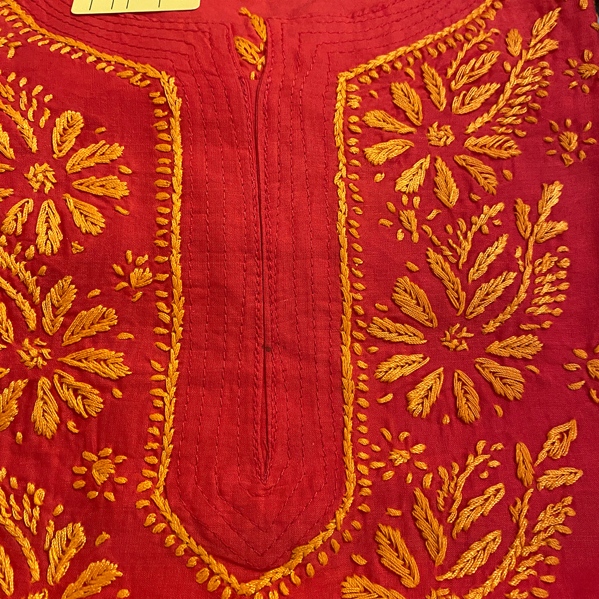 AR Long Embroidered Cotton Tunic Kurtis- L - Vintage India NYC