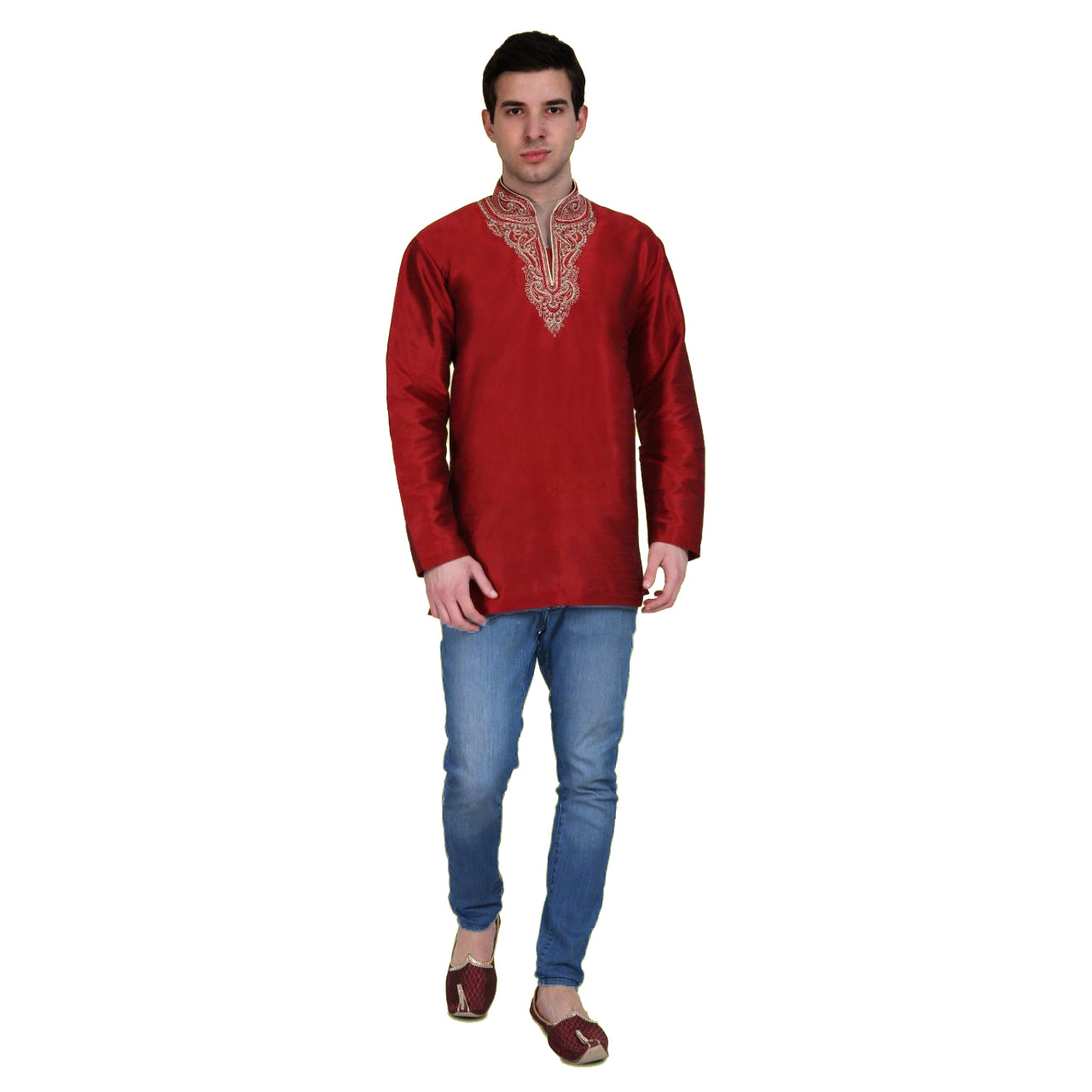 DT Red Short Kurta - Vintage India NYC