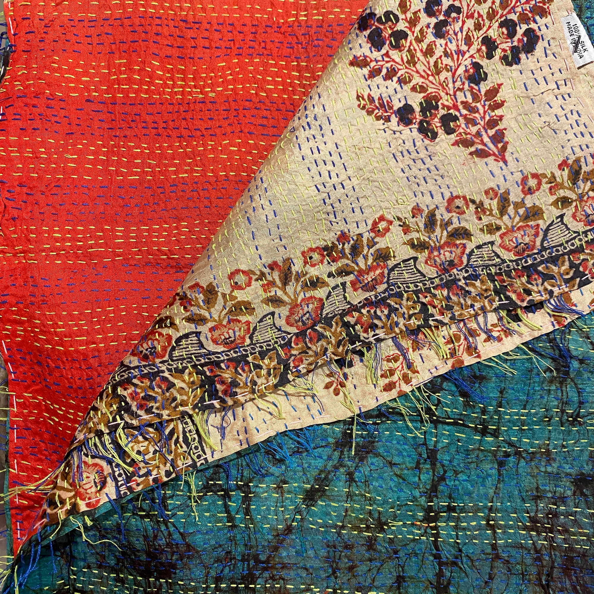 Silk Kantha Stoles - Vintage India NYC