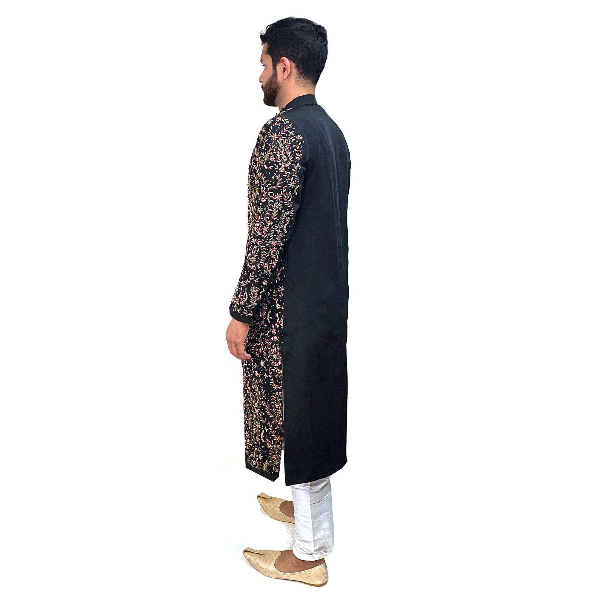 Black Sherwani with Embroidery - Vintage India NYC
