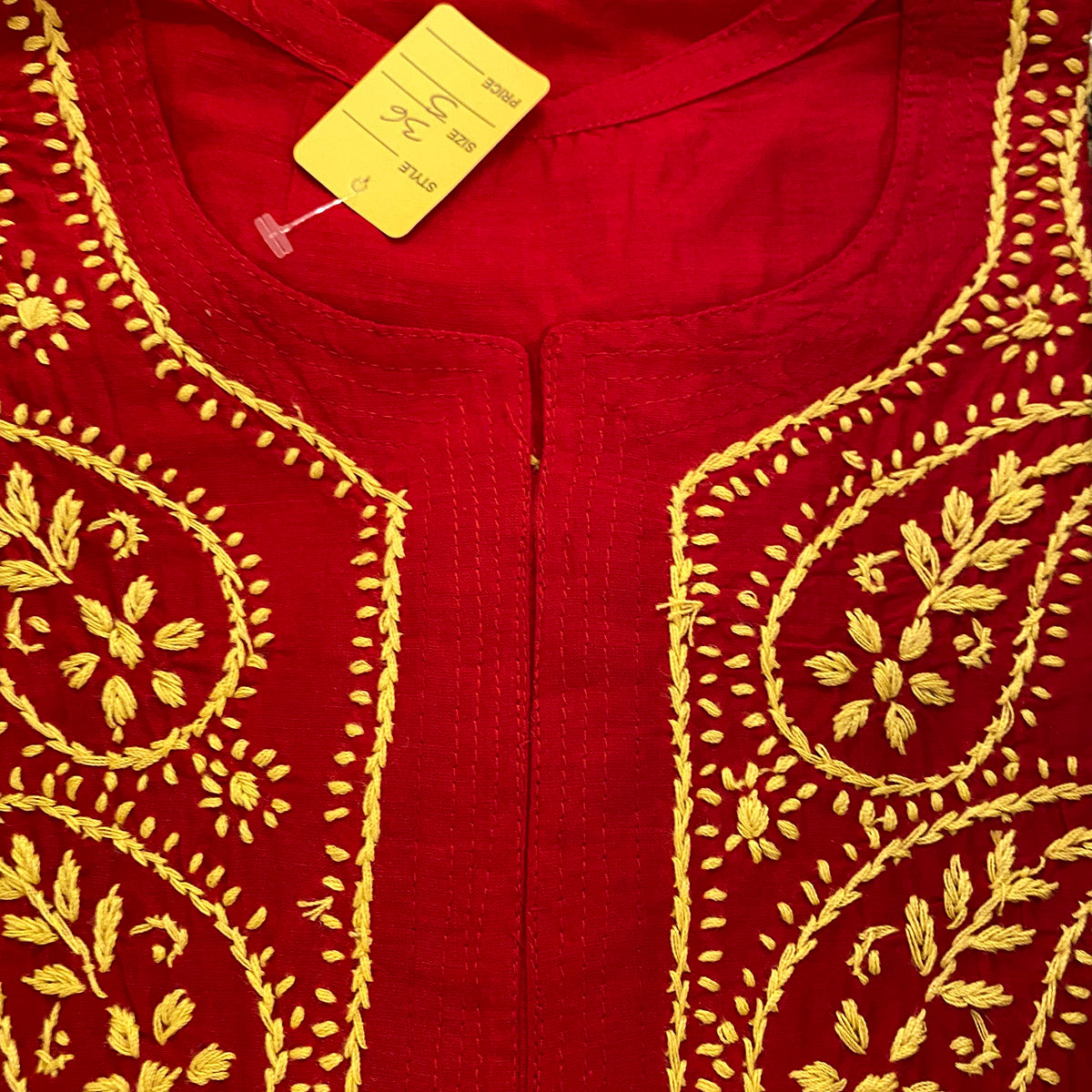 AR Long Embroidered Cotton Tunic kurtis- S - Vintage India NYC