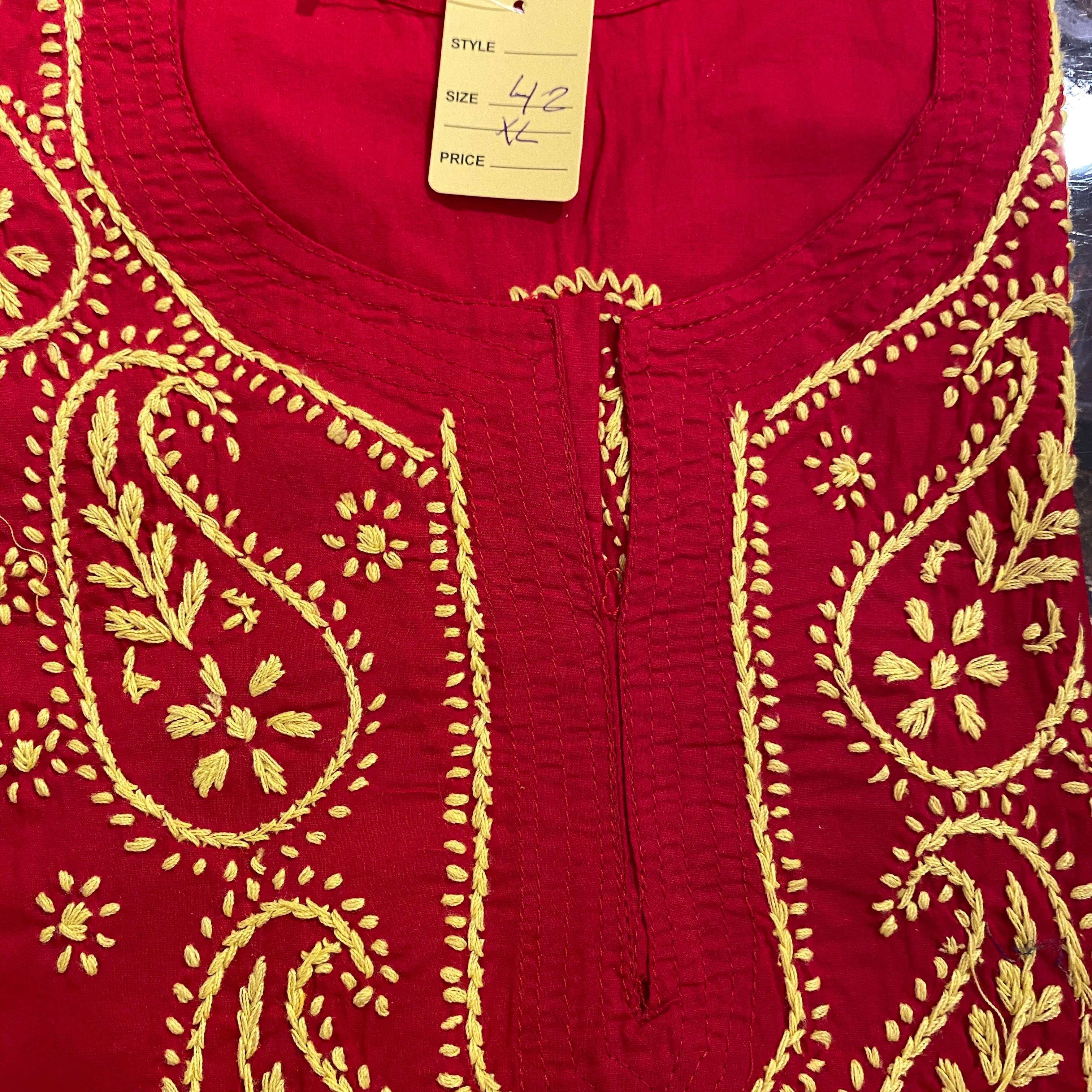 AR Short Embroidered Cotton Tunic Kurti-XL - Vintage India NYC