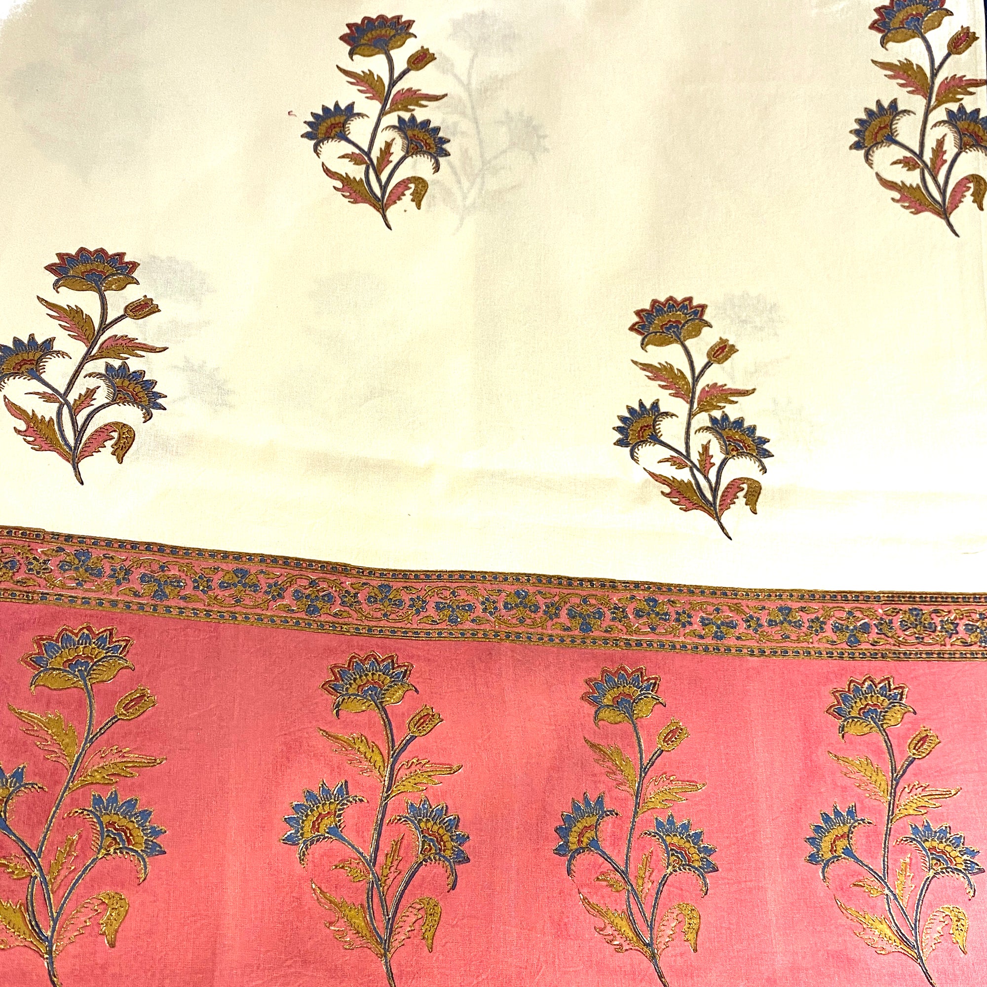 LH Floral Block Print Bedcover - Vintage India NYC