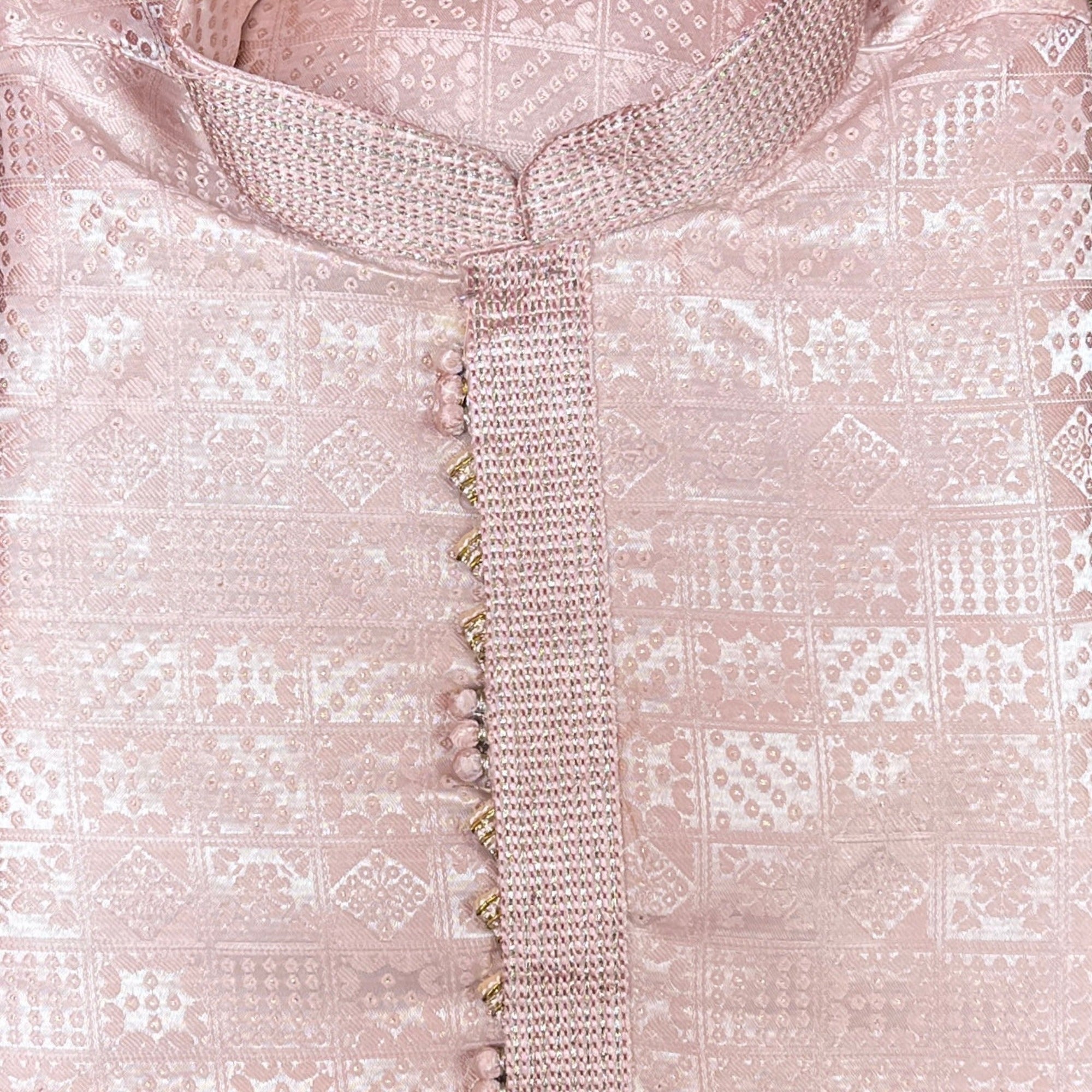 YD Rose Pink Jacquard Kurta Set - Vintage India NYC