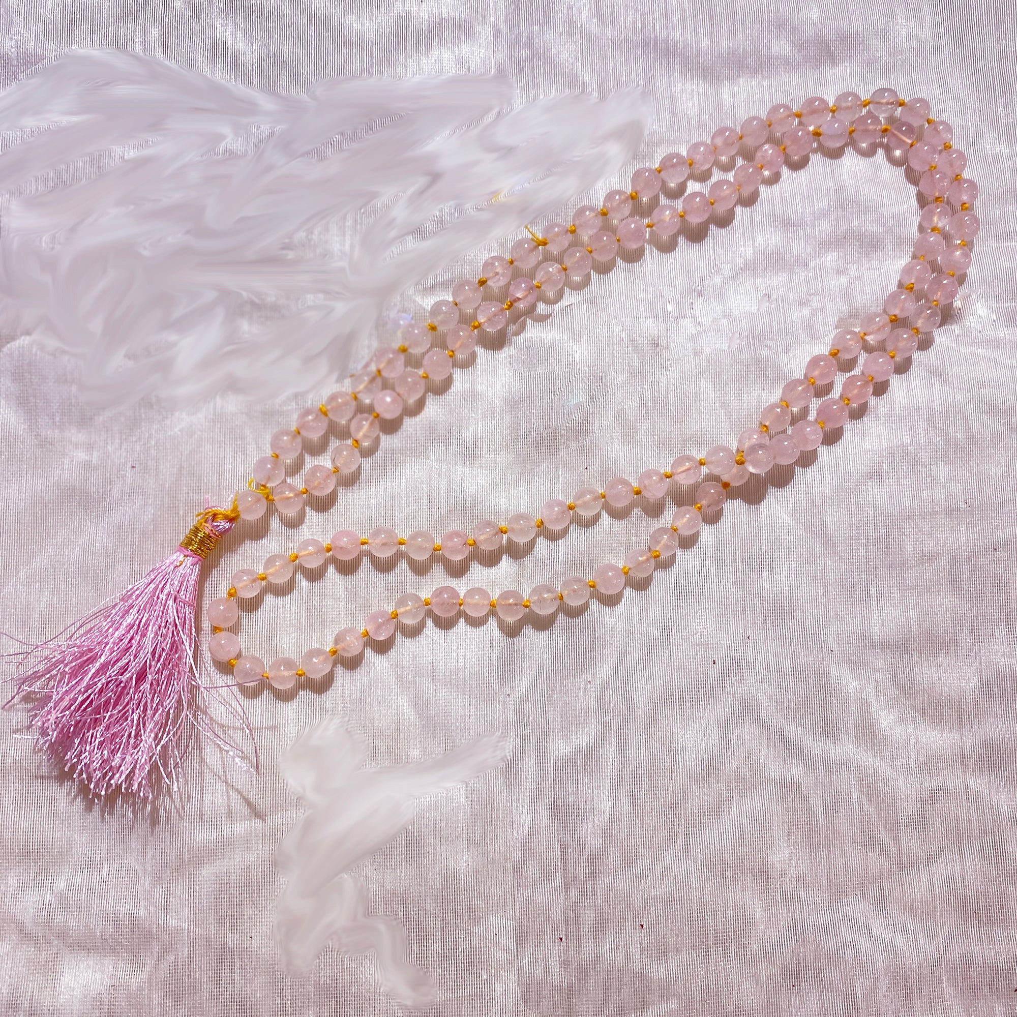 108 Bead Rose Quartz Mala - Vintage India NYC