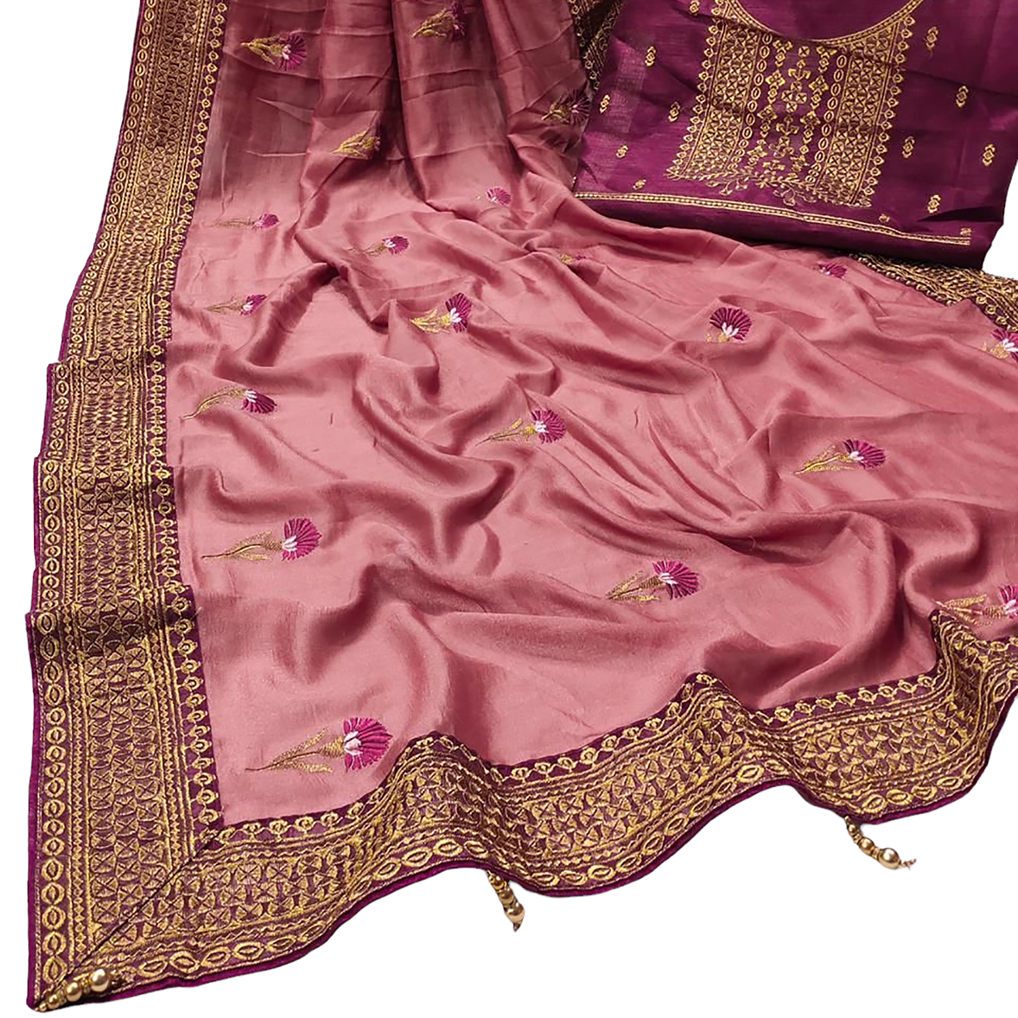Embroidered Sarees-5 colors - Vintage India NYC