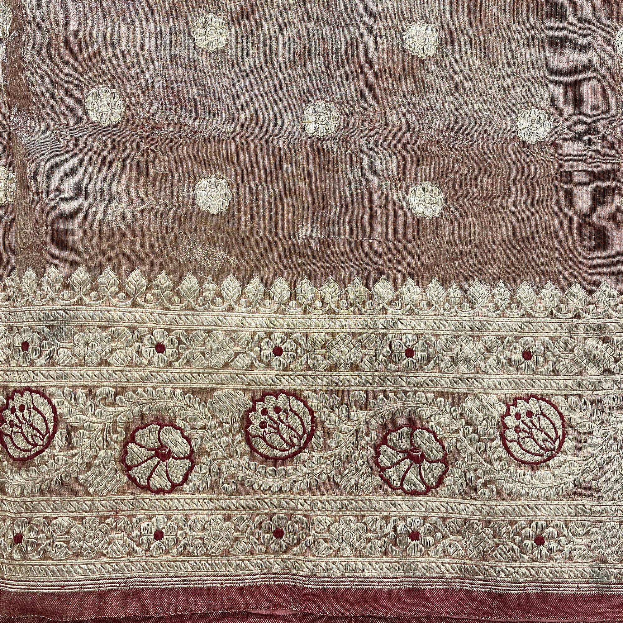 Vintage Rose Tissue Banarasi Saree 732 - Vintage India NYC