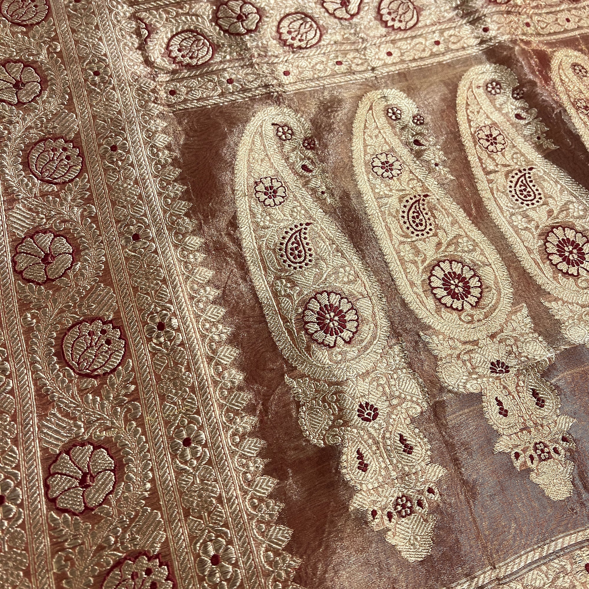 Vintage Rose Tissue Banarasi Saree 732 - Vintage India NYC