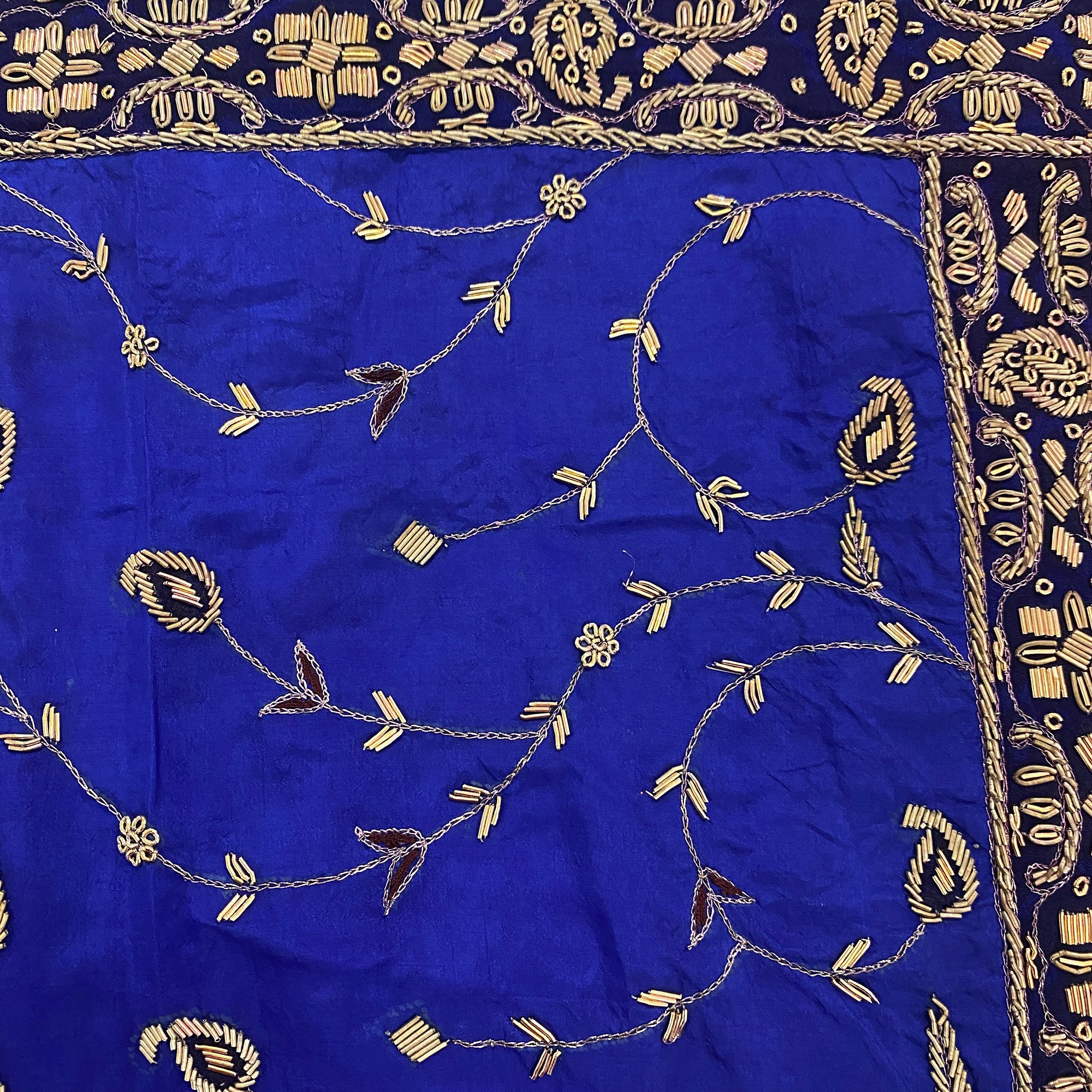 Royal Blue Zardosi Saree - Vintage India NYC