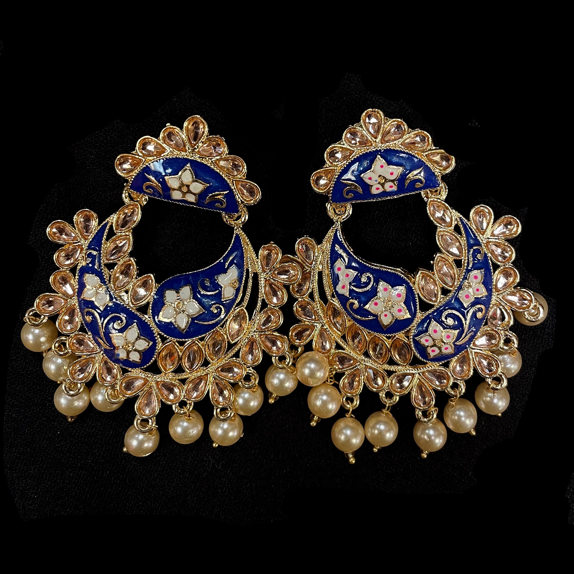 Chandbali Enamel Earrings-3 Colors - Vintage India NYC