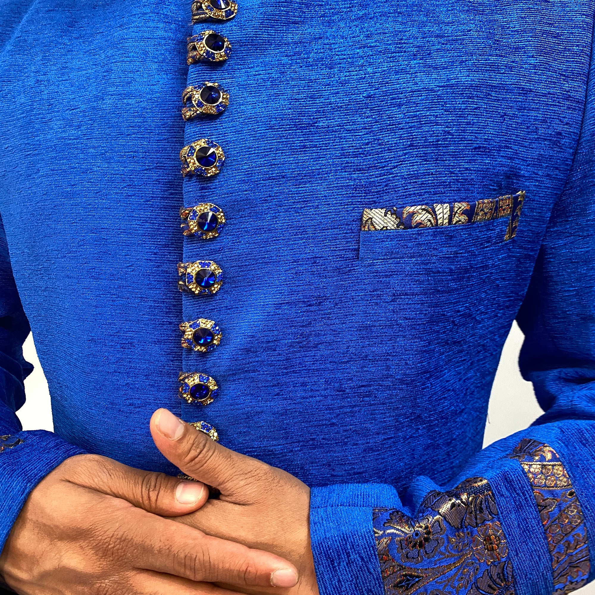 Royal Blue Indowestern Sherwani - Vintage India NYC