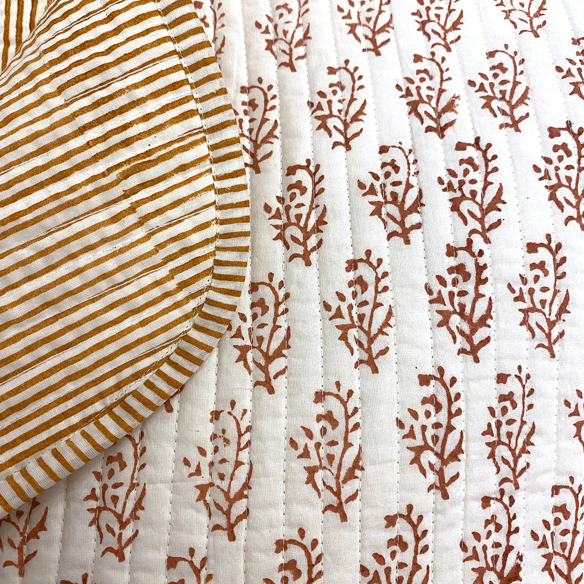SC Blockprint Baby Blankets-Rust - Vintage India NYC