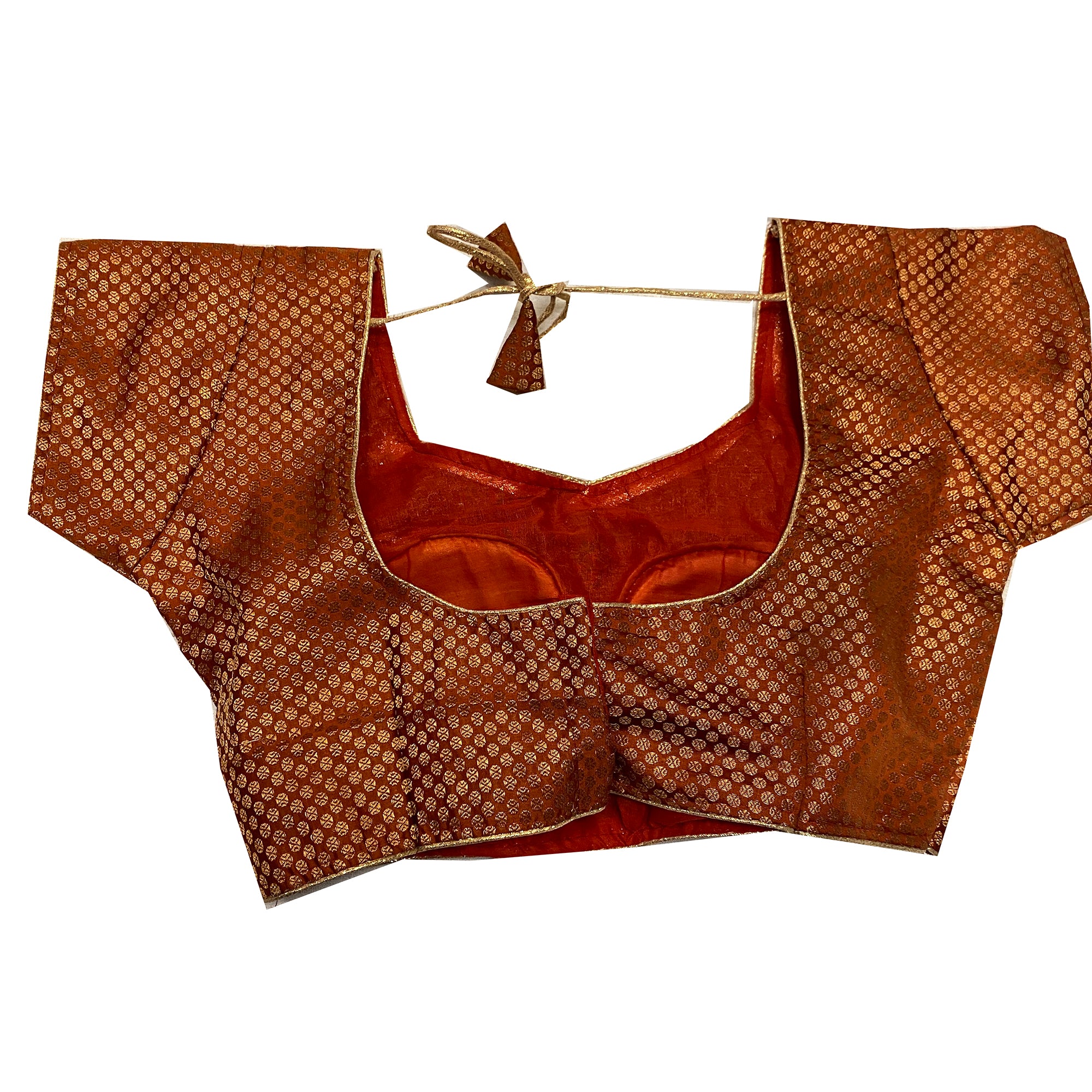 Rust Brocade Saree Blouse - Vintage India NYC