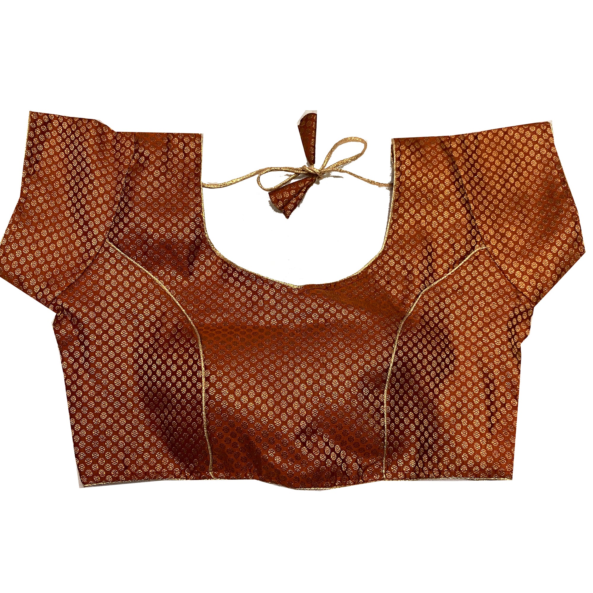 Rust Brocade Saree Blouse - Vintage India NYC