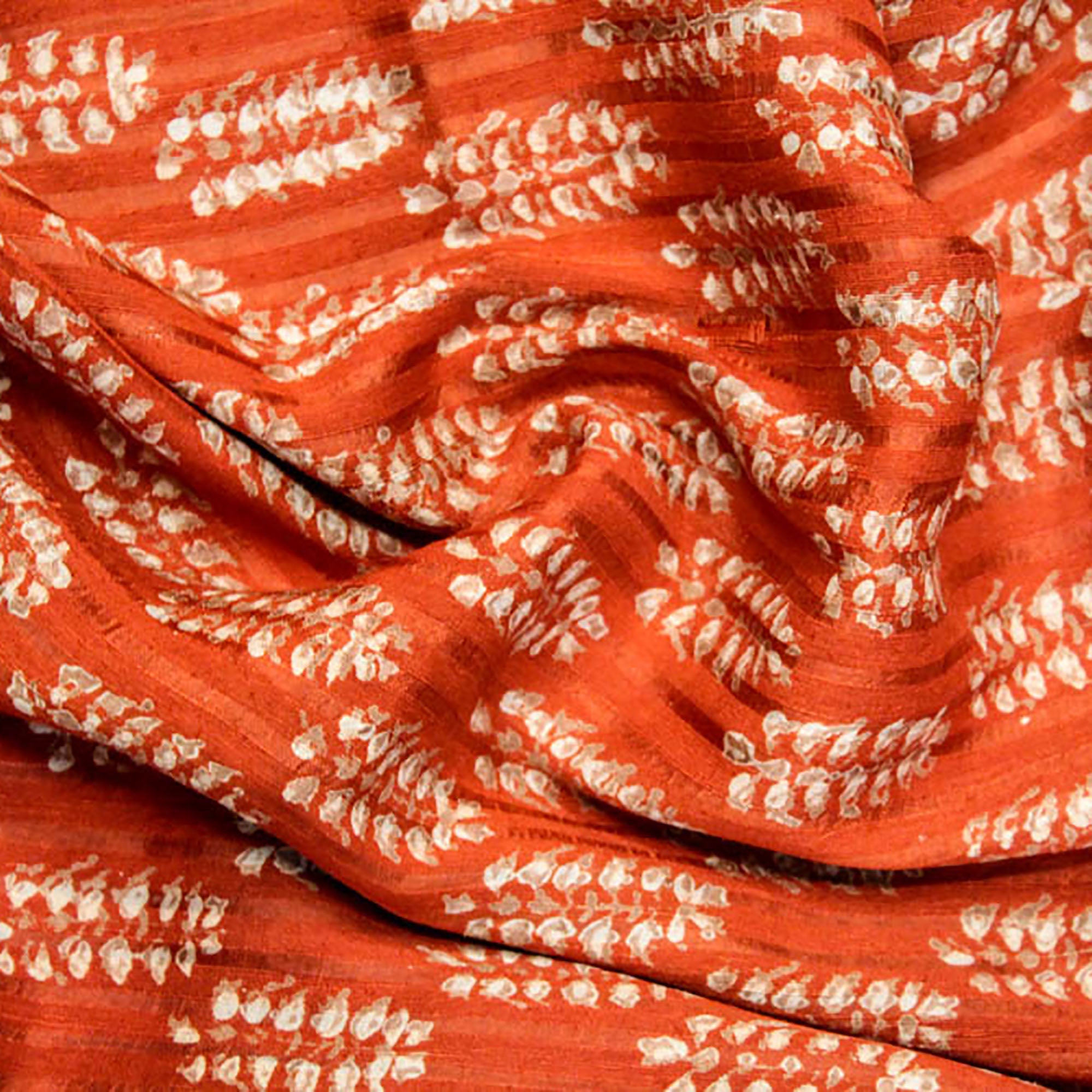 Rust & Black BlockPrint Cotton Saree - Vintage India NYC