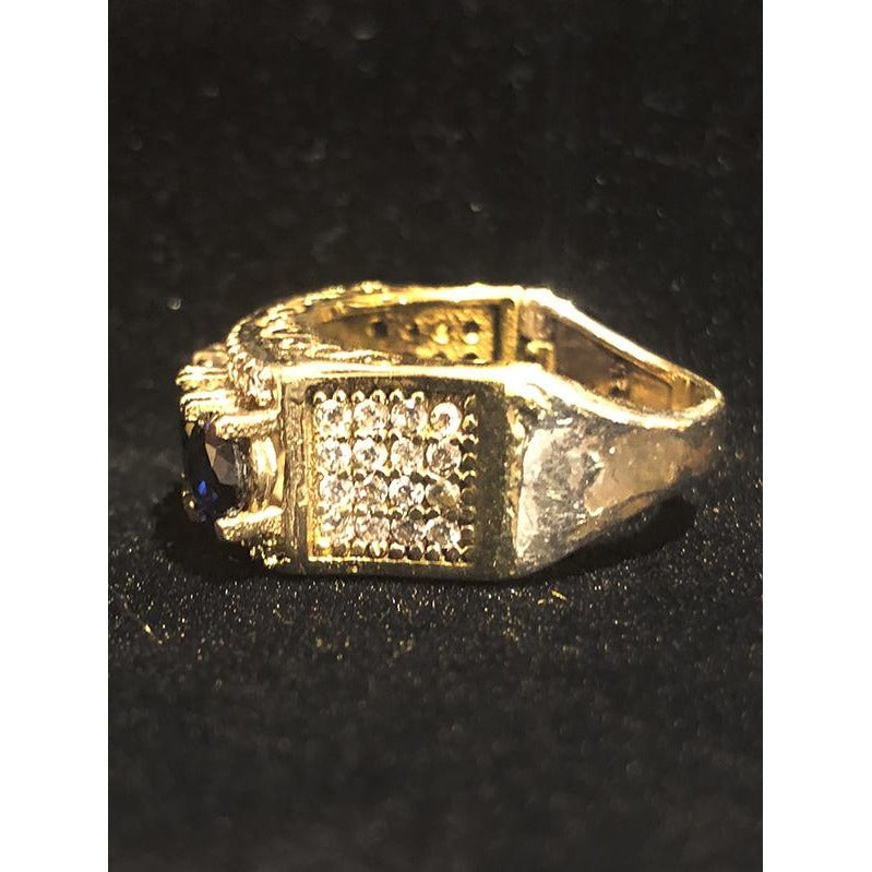 Gold plated silver ring with sapphire zirconium stones - Vintage India NYC