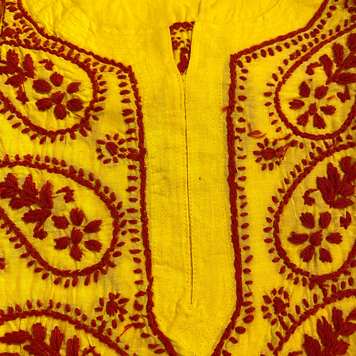 AR Long Embroidered Cotton Tunic Kurtis- L - Vintage India NYC
