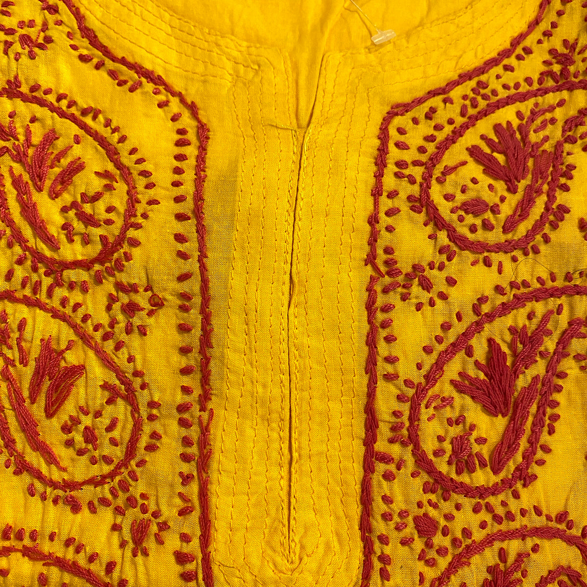 AR Long Embroidered Cotton Tunic Kurtis- L - Vintage India NYC