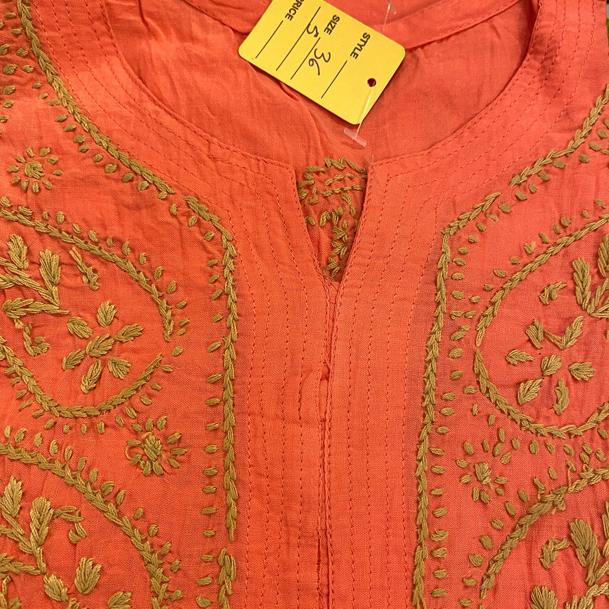 AR Long Embroidered Cotton Tunic kurtis- S - Vintage India NYC