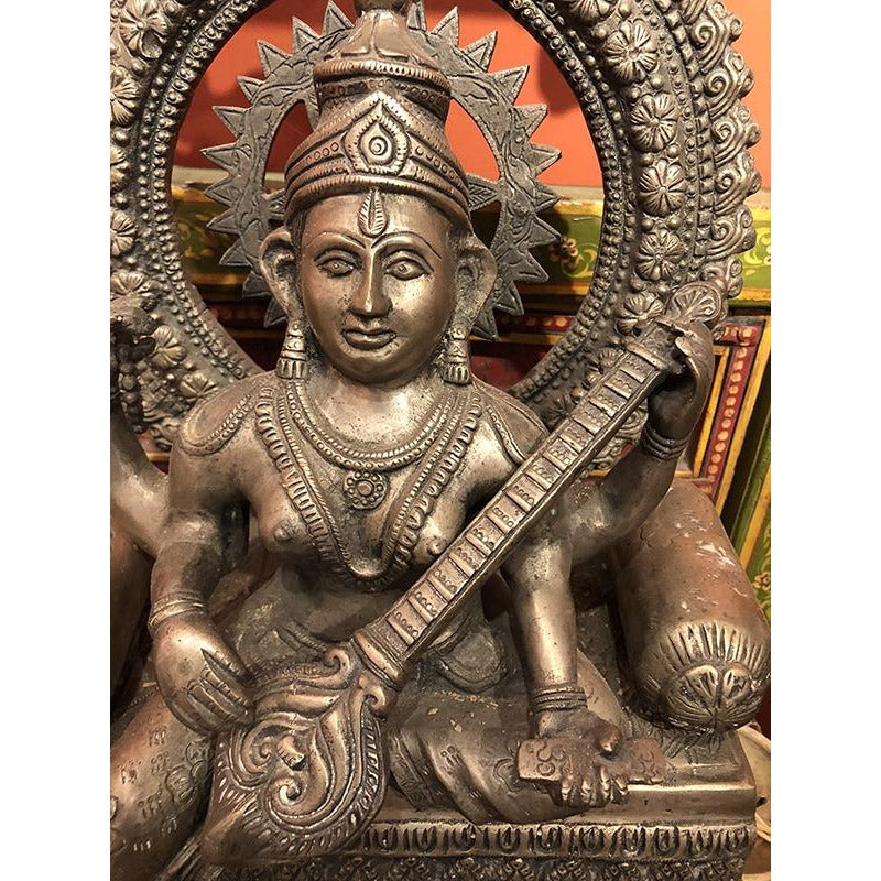DP Bronze/Silver Saraswati 1500 - Vintage India NYC