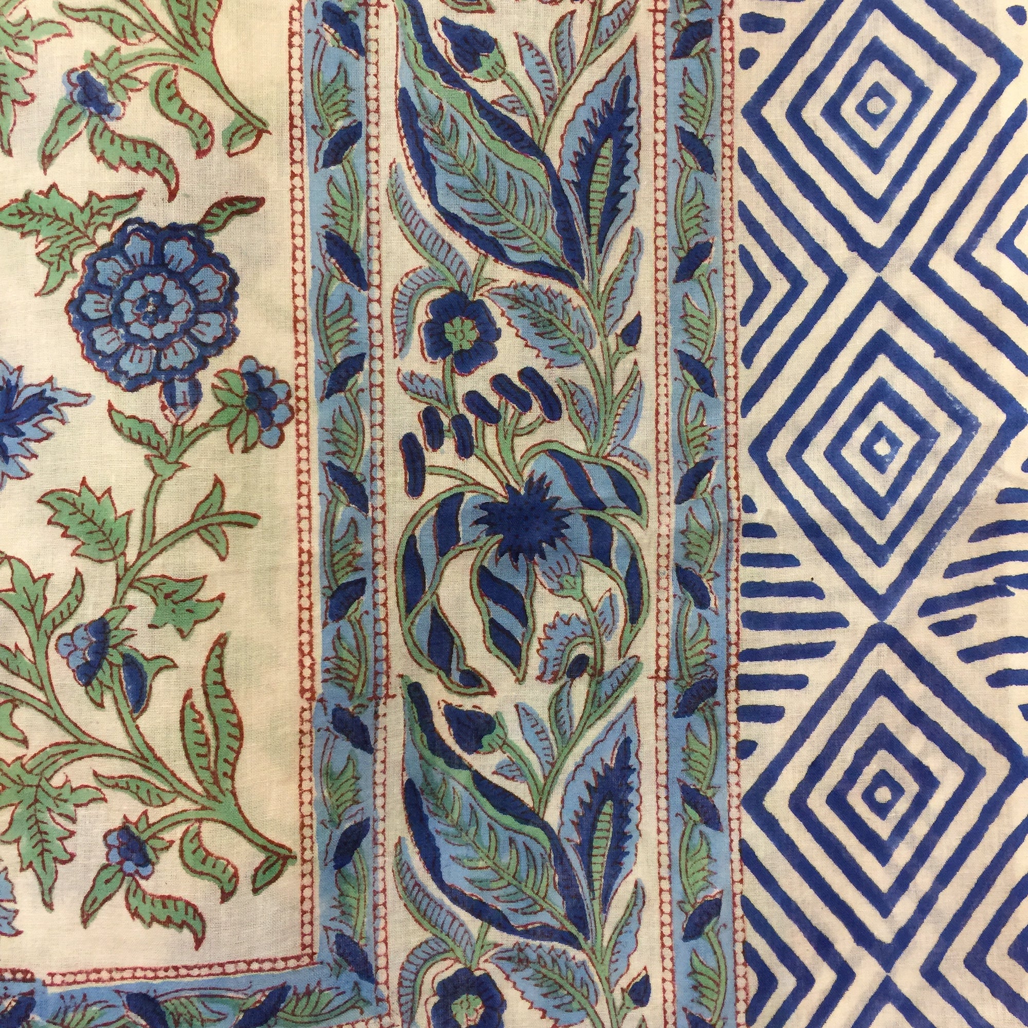 Block Print Sarong/Scarves-Blues - Vintage India NYC