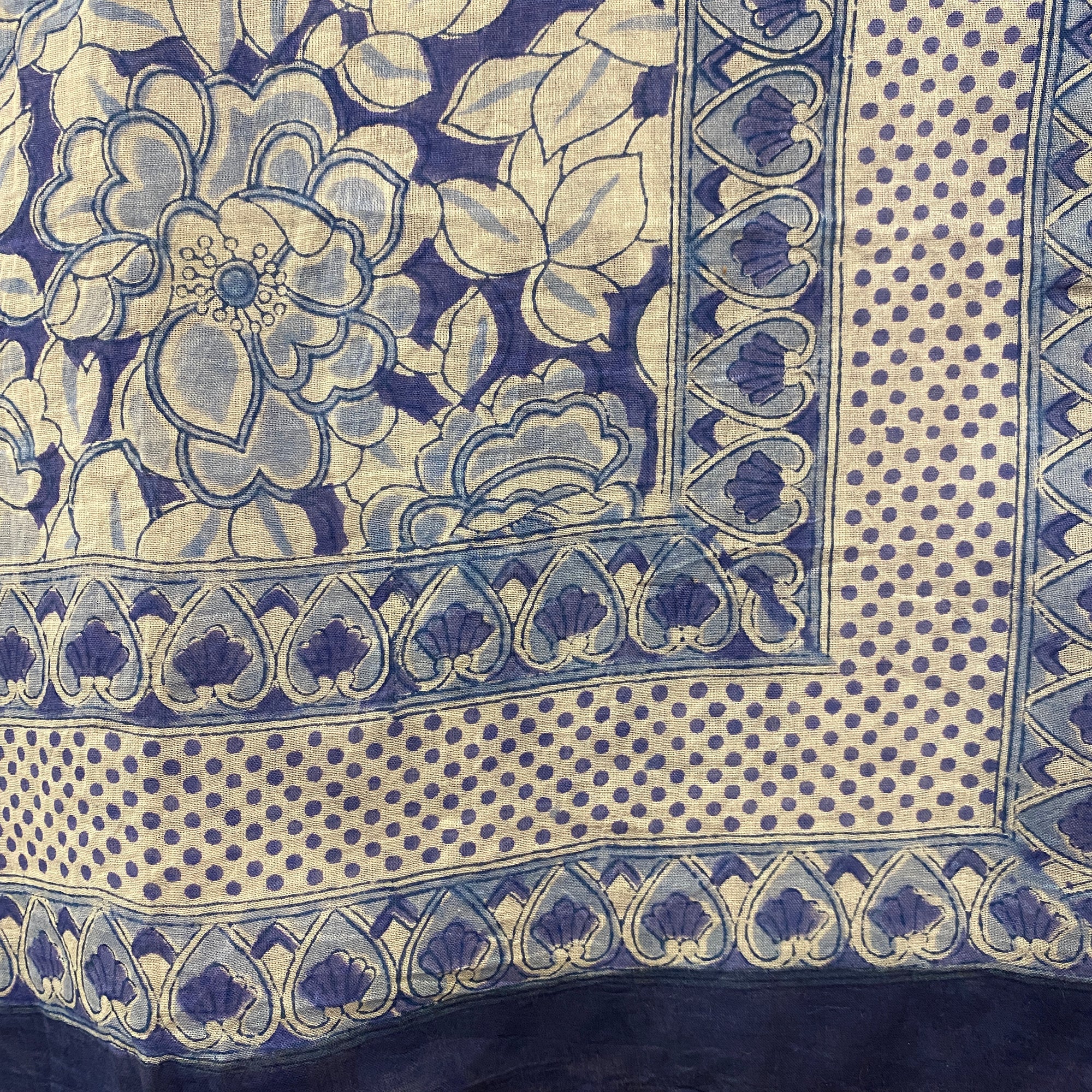 Block Print Sarong/Scarves-Blues - Vintage India NYC